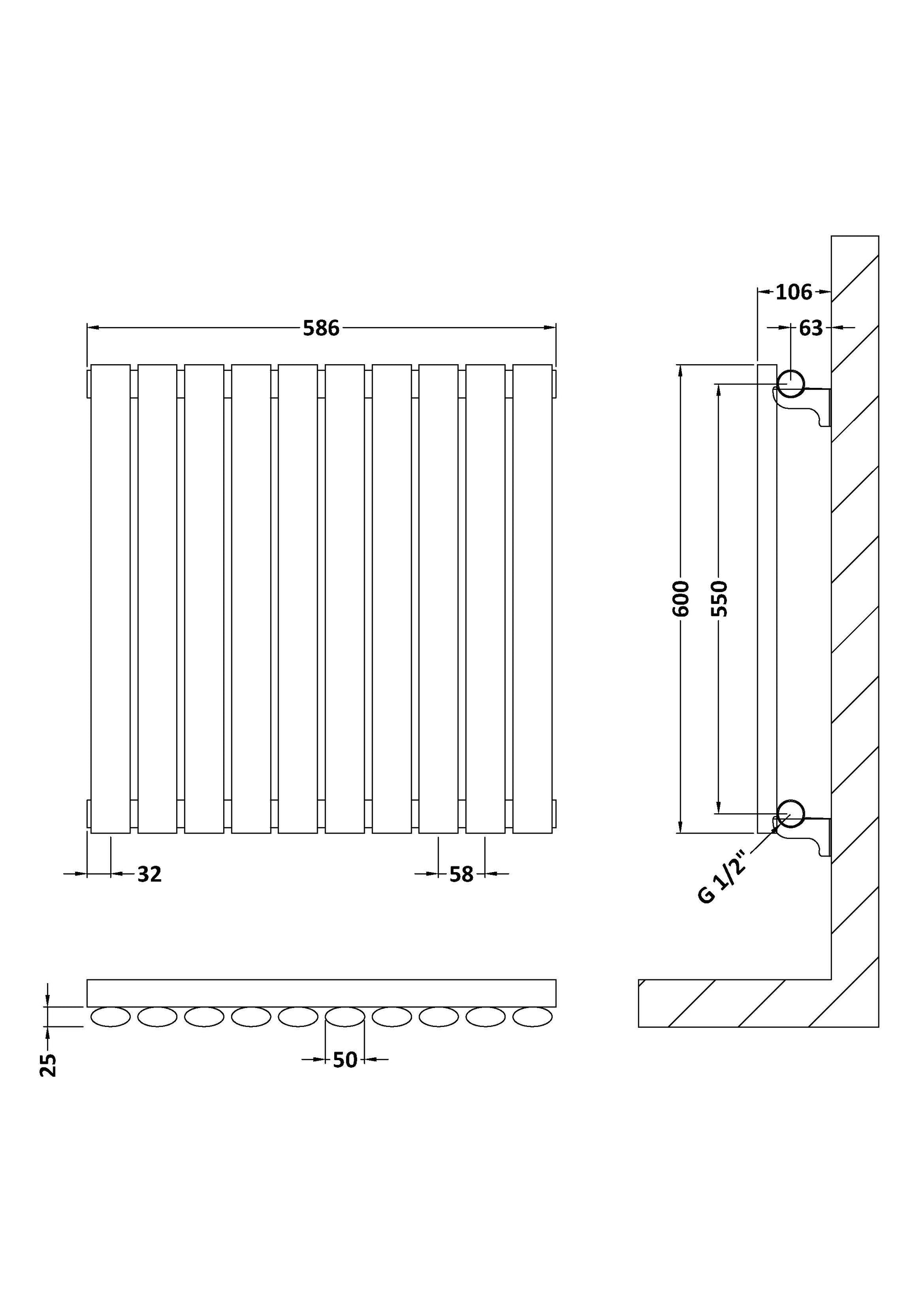 Horizontal Single Panel Radiator 600 x 586mm