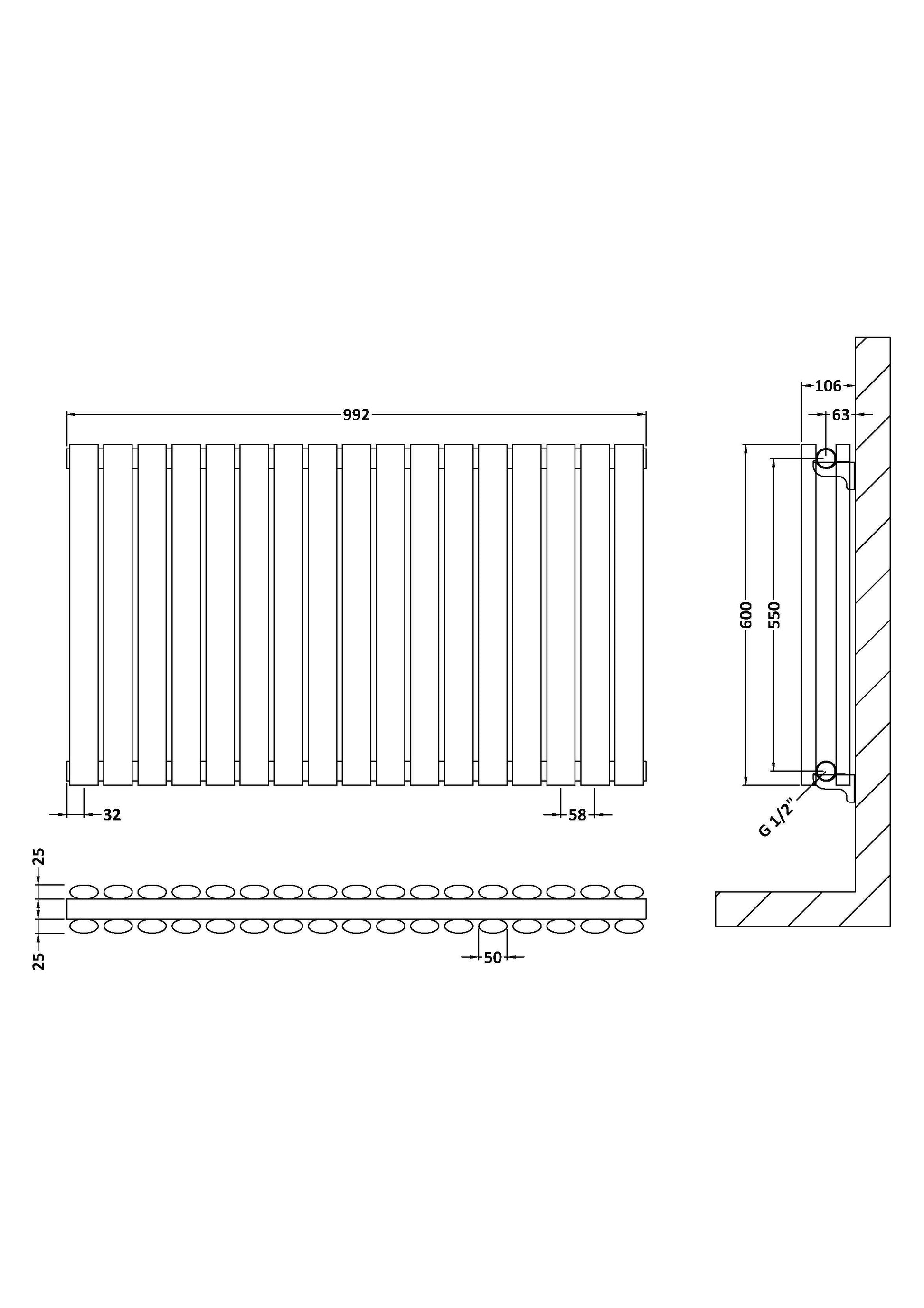 Horizontal Double Panel Radiator 600 x 992mm