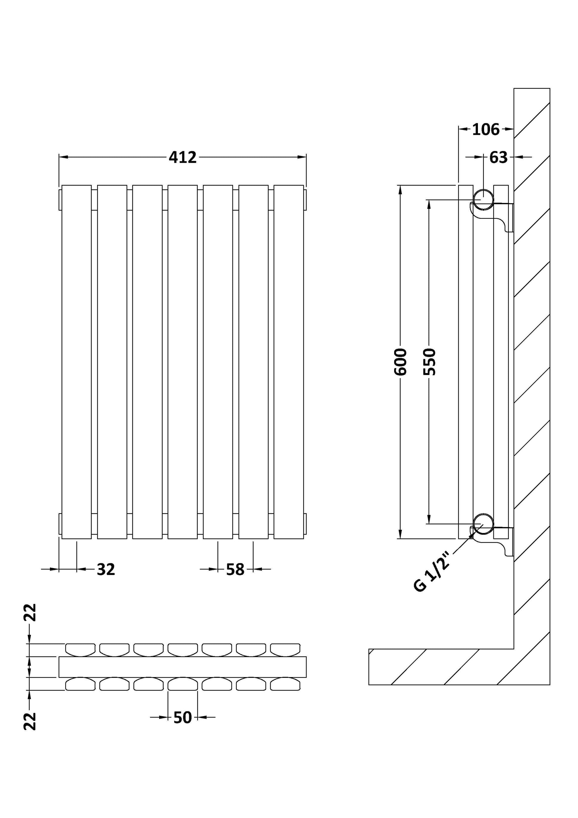 Horizontal Double Panel Radiator 600 x 412mm