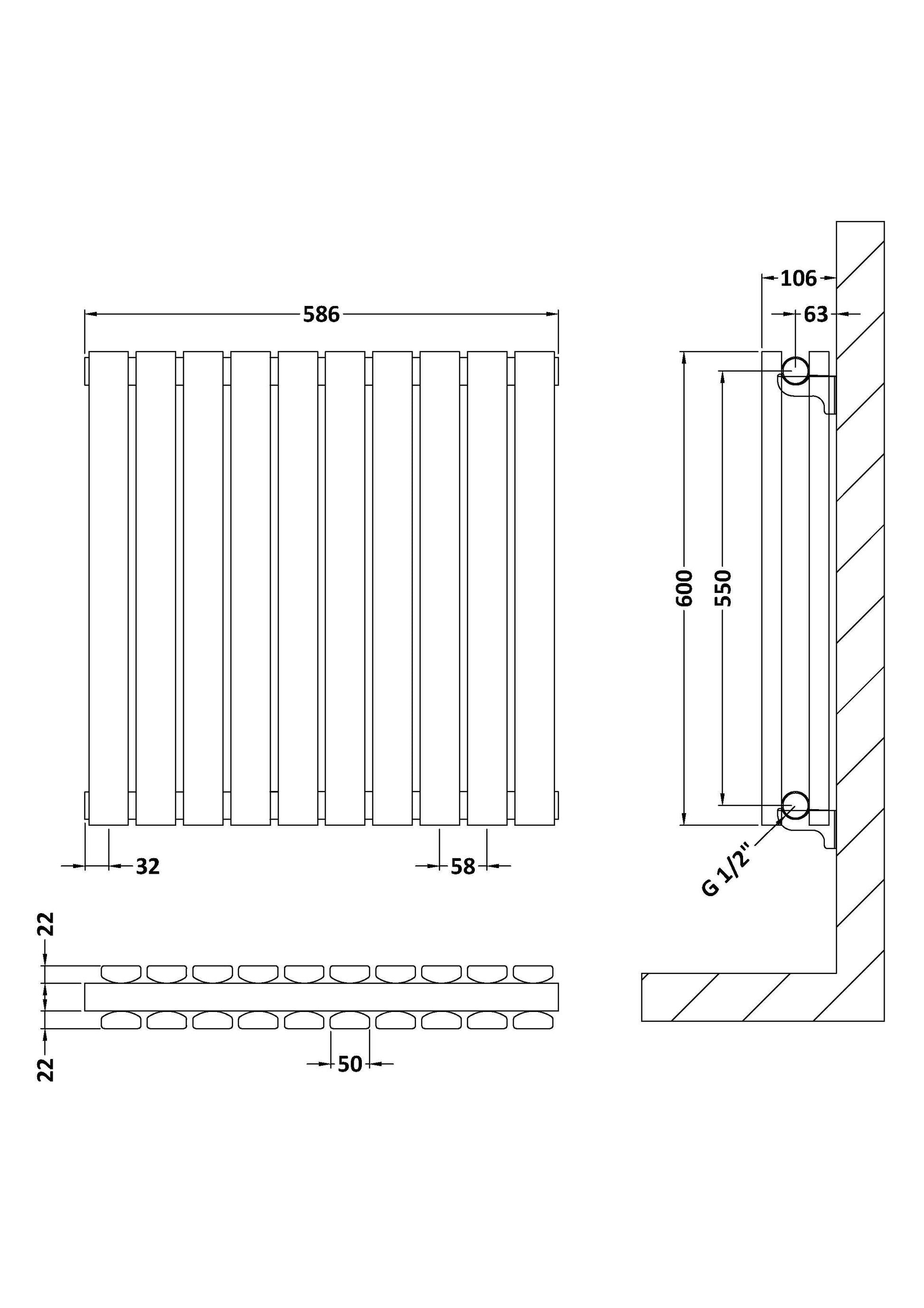 Horizontal Double Panel Radiator 600 x 586mm