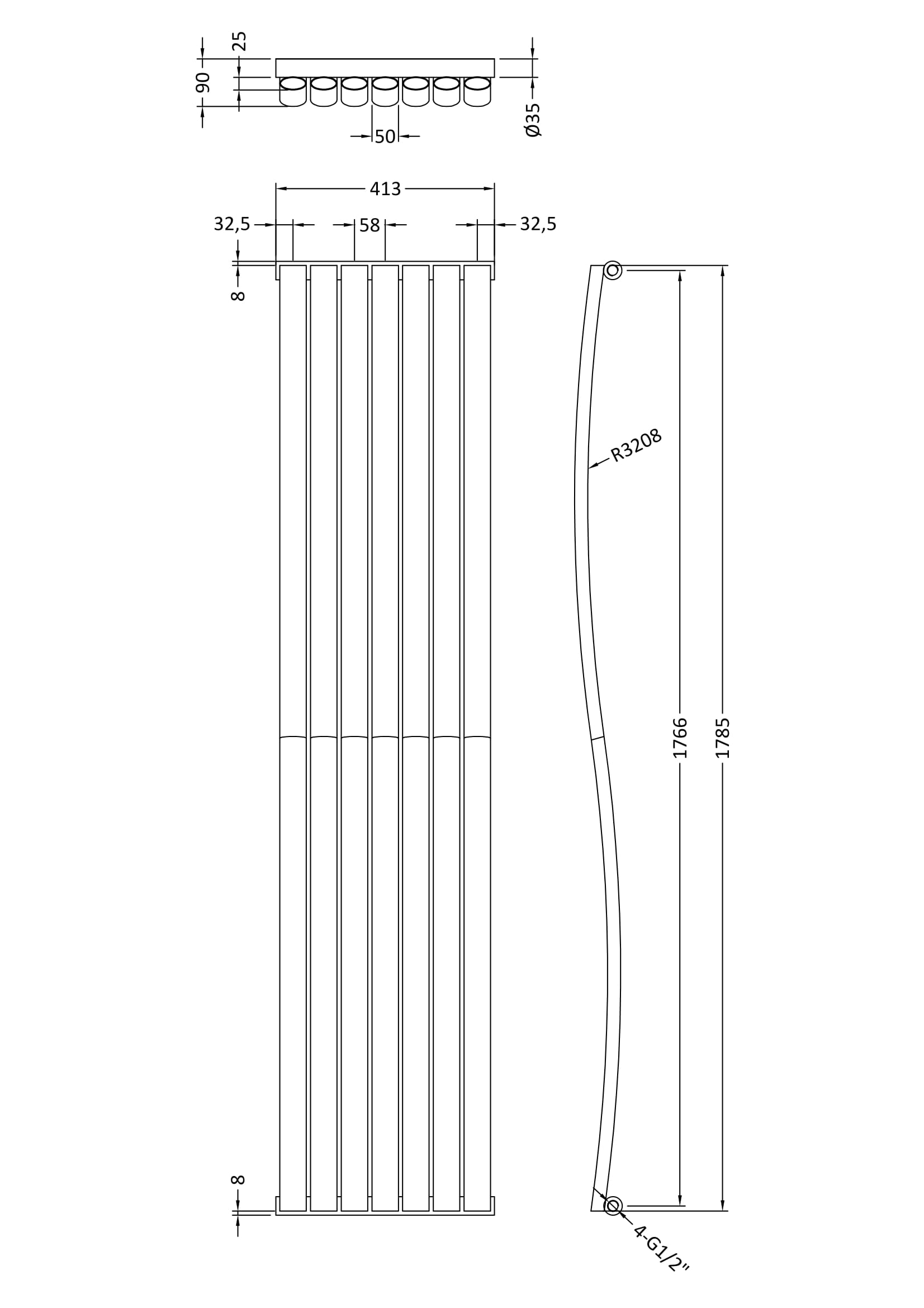 Designer Radiator 1785 x 413mm
