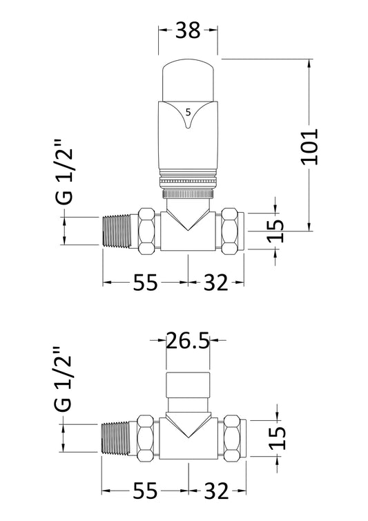 Straight Thermostatic Radiator Valve Pack