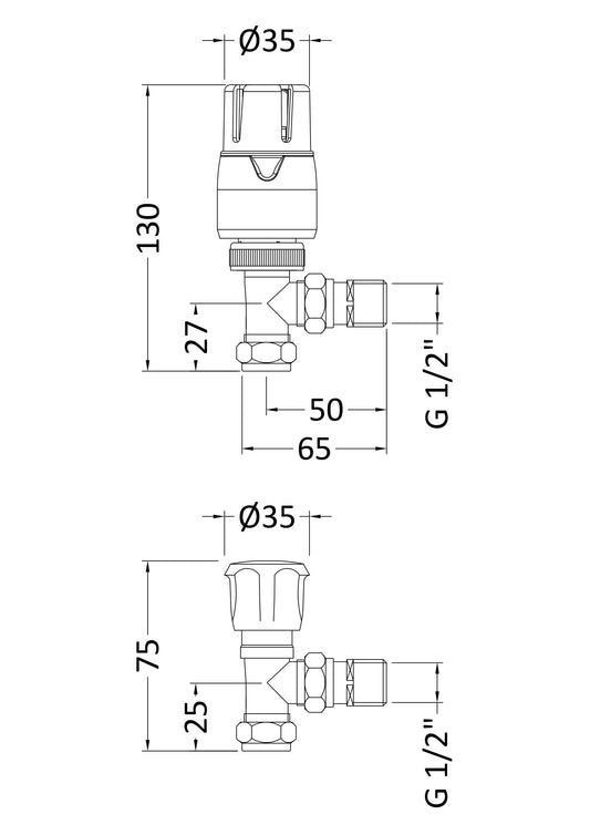 Angled Thermostatic Radiator Valve Pack