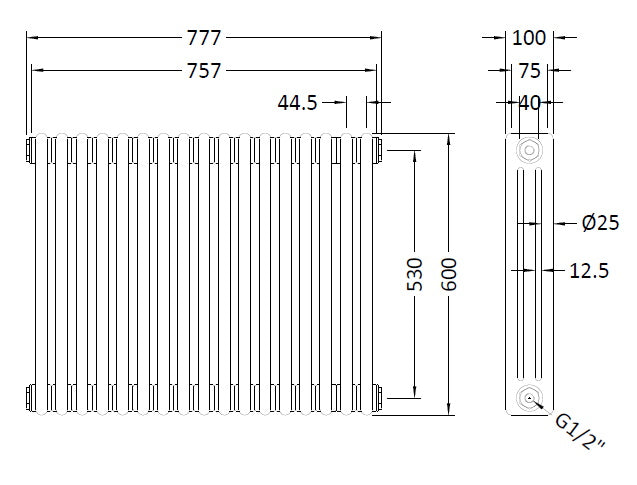 Triple Column Traditional Radiator 600 x 777mm
