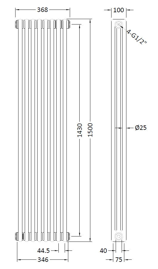 Triple Column Traditional Radiator 1500 x 368mm