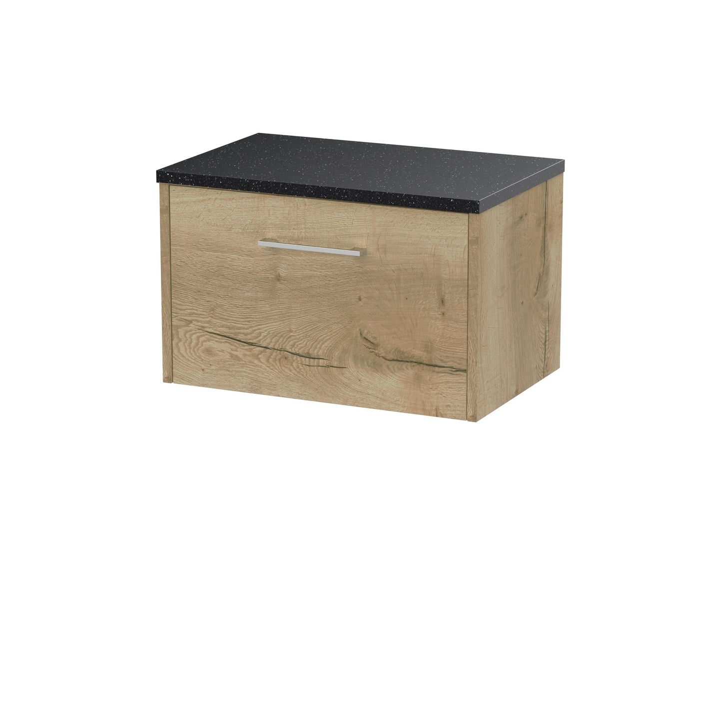 Hudson Reed Juno 600mm Autumn Oak Wall Hung Single Drawer Vanity Unit With Laminate Top