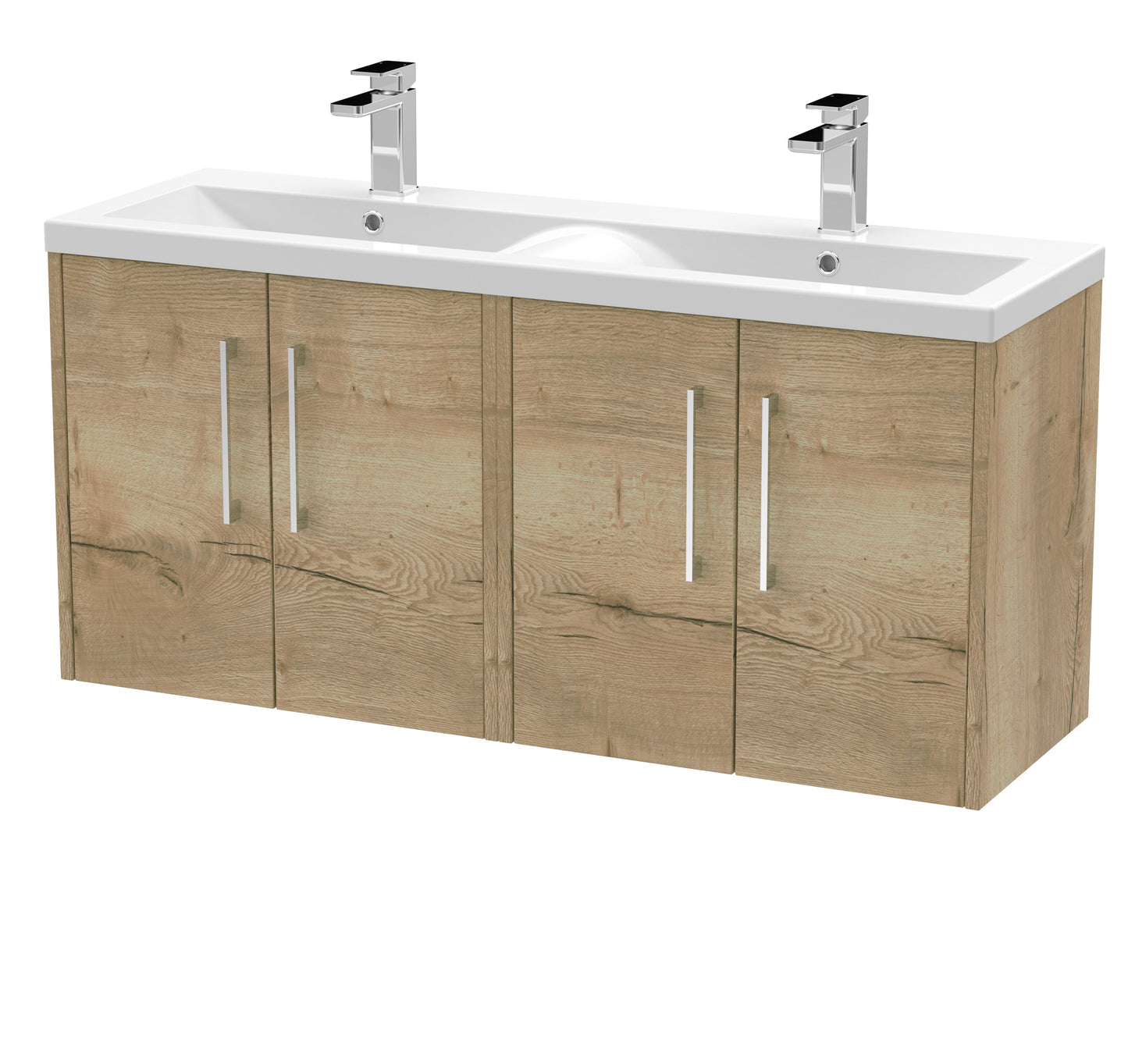 Hudson Reed Juno 1200mm Wall Hung 4-Door Vanity Unit with Double Basin