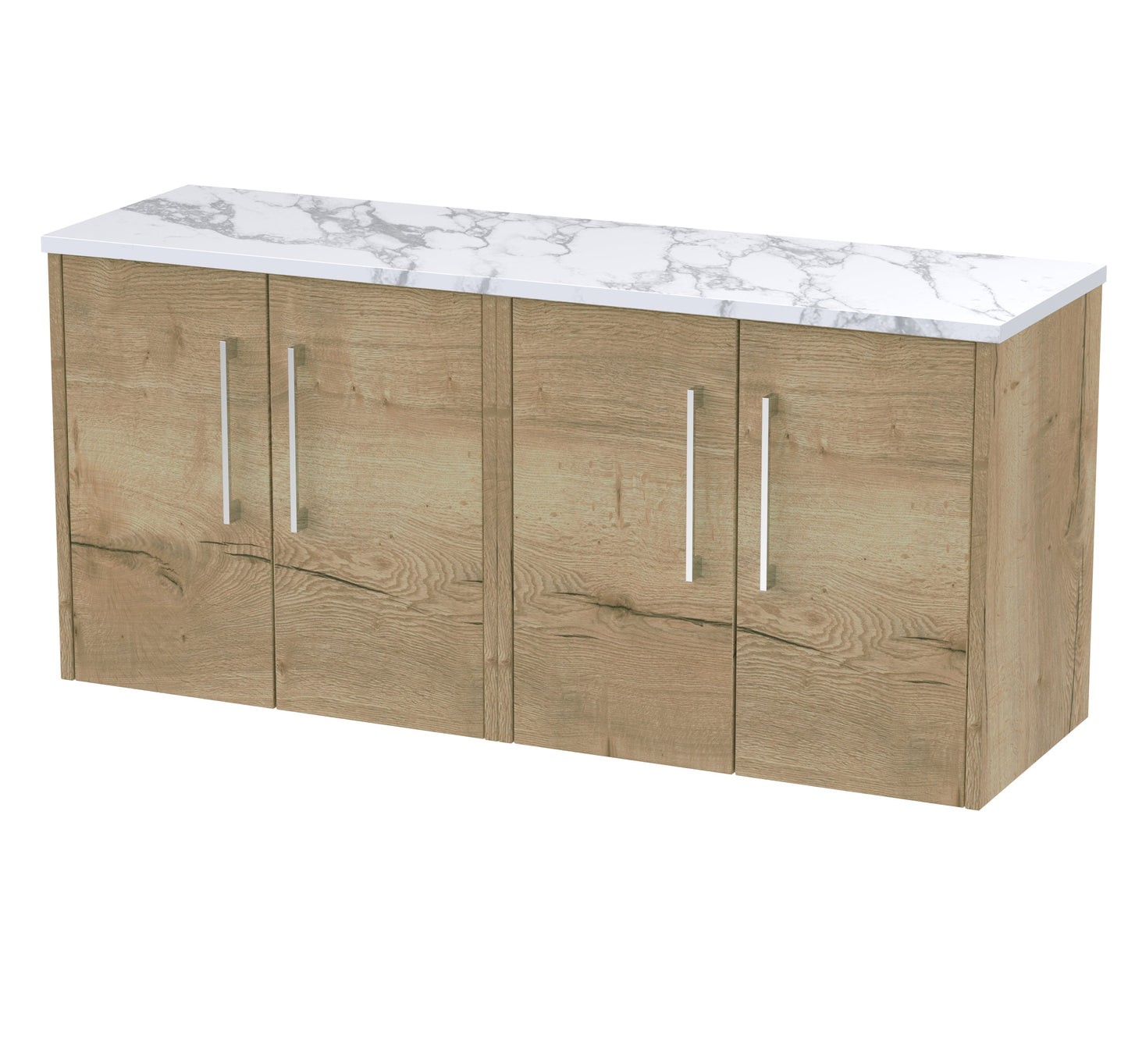Hudson Reed Juno 1200mm Wall Hung Autumn Oak 2-Door Vanity Unit With Laminate Worktop