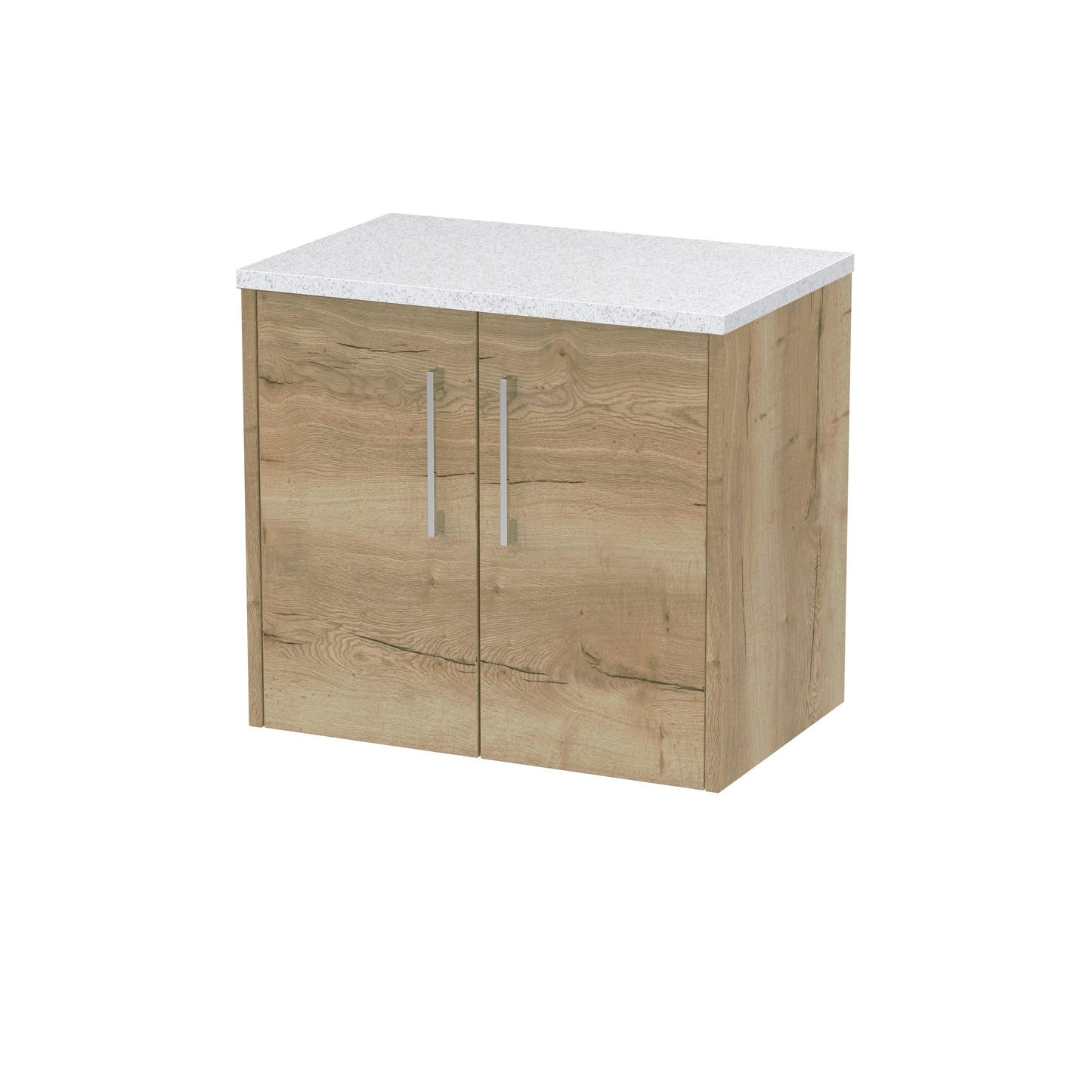 Hudson Reed Juno 600mm Autumn Oak Wall Hung 2-Door Vanity Unit With Laminate Worktop