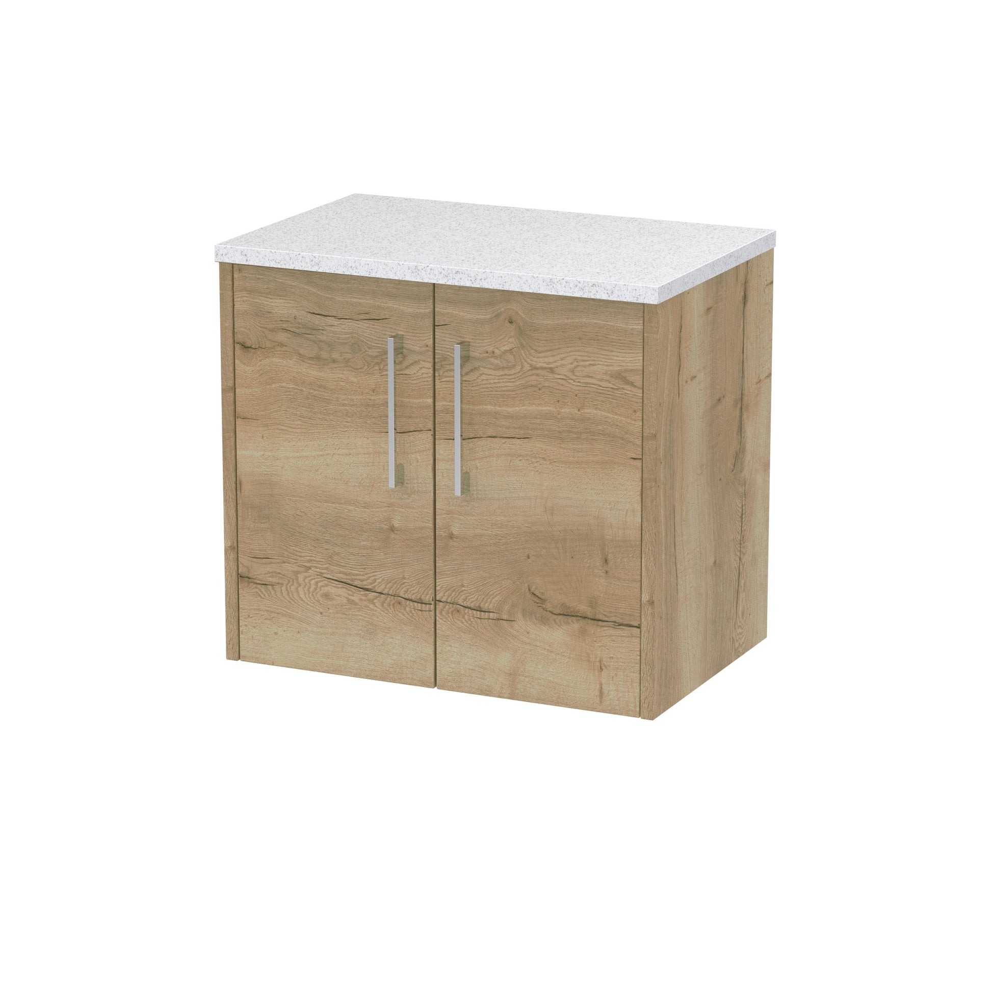 Hudson Reed Juno 600mm Autumn Oak Wall Hung 2-Door Vanity Unit With Laminate Worktop