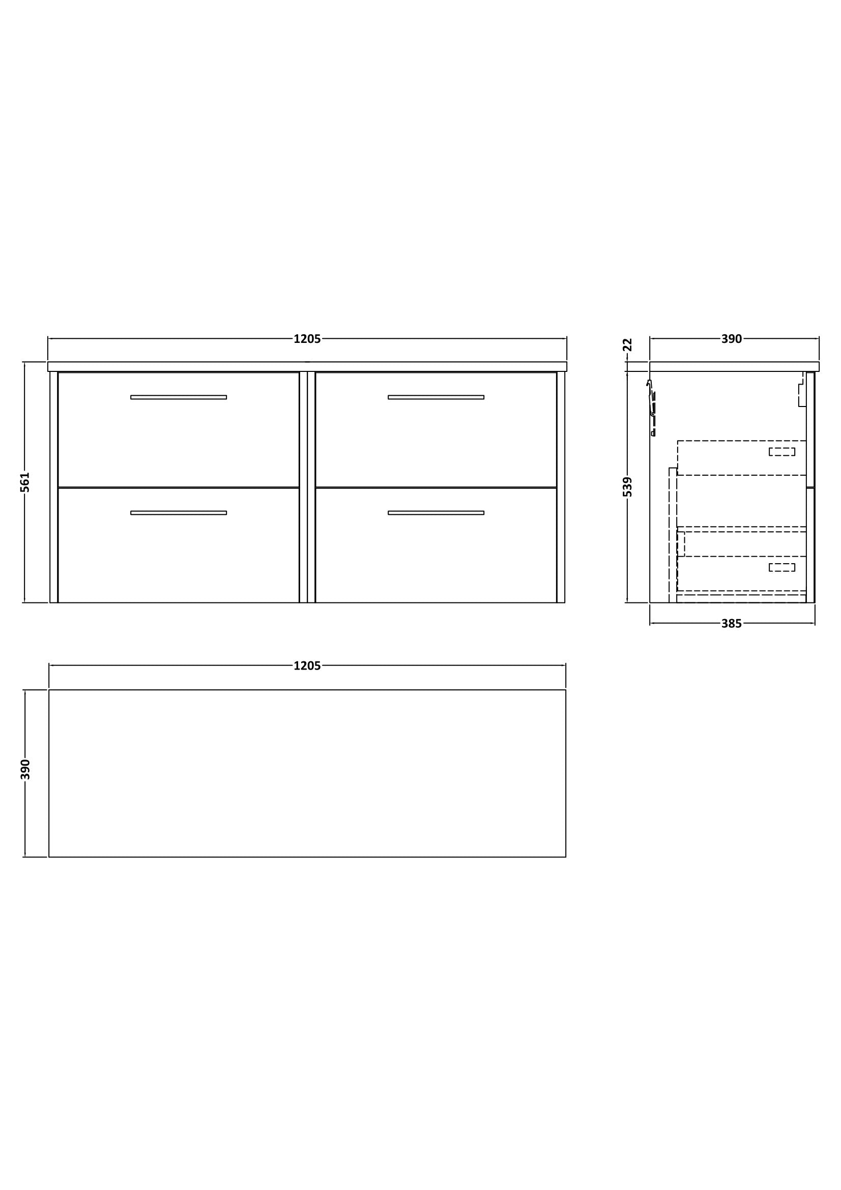 Hudson Reed Juno 1200mm Autumn Oak Wall Hung 4-Drawer Vanity Unit With Laminate Worktop