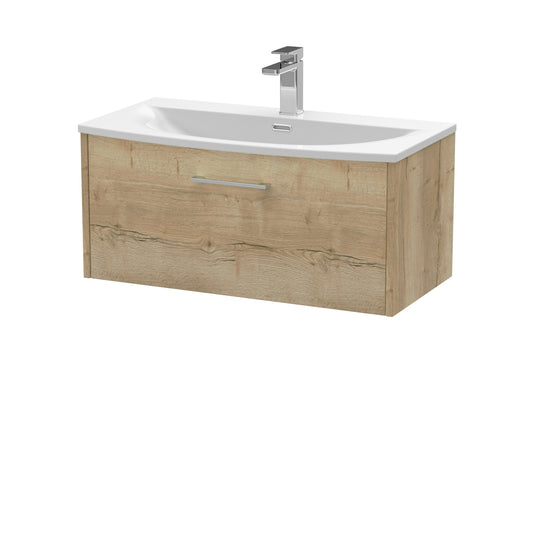 Hudson Reed Juno 800mm Wall Hung Single Drawer Vanity Unit with Curved 1 Tap Hole Basin