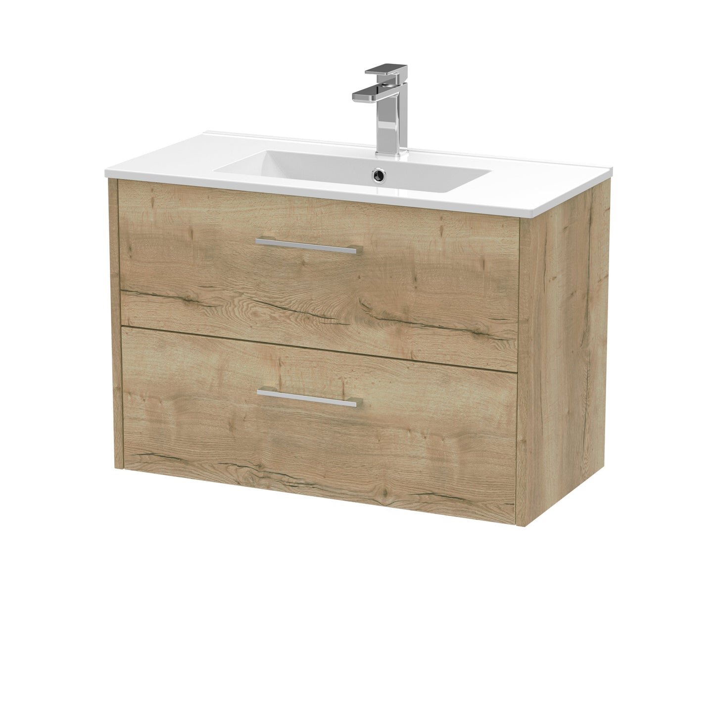 Hudson Reed Juno 800mm Autumn Oak Wall Hung 2-Drawer Vanity Unit with 1 Tap Hole Basin