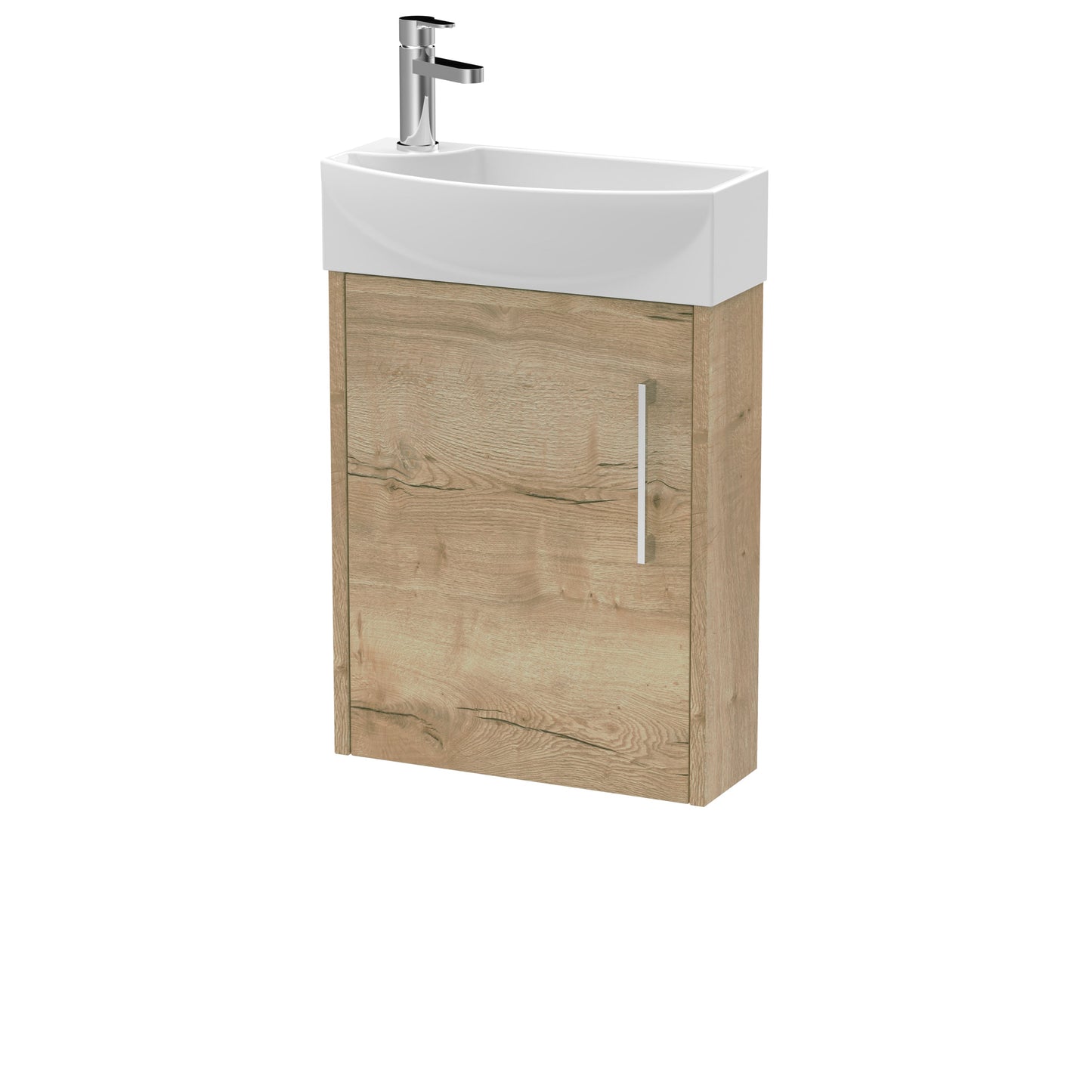 Hudson Reed Juno Compact 440mm Wall Hung Single Door Vanity Unit and Basin With Soft Close Door 1 Tap Hole Right Hand