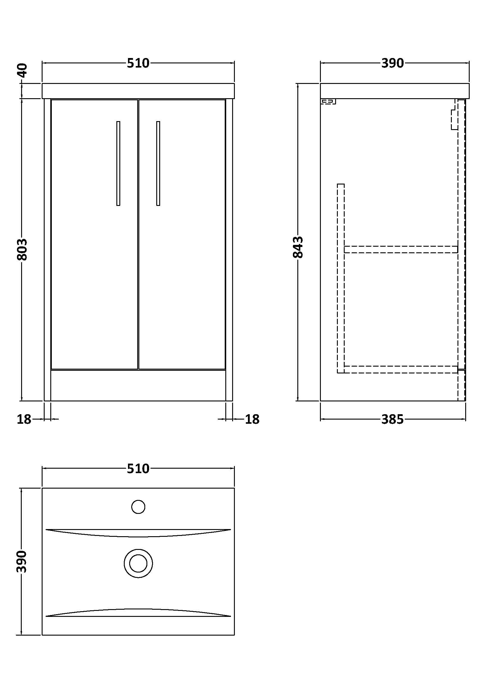 Hudson Reed Juno 500mm Graphite Grey Woodgrain Floor Standing 2-Door Vanity Unit With 1 Tap Hole Basin