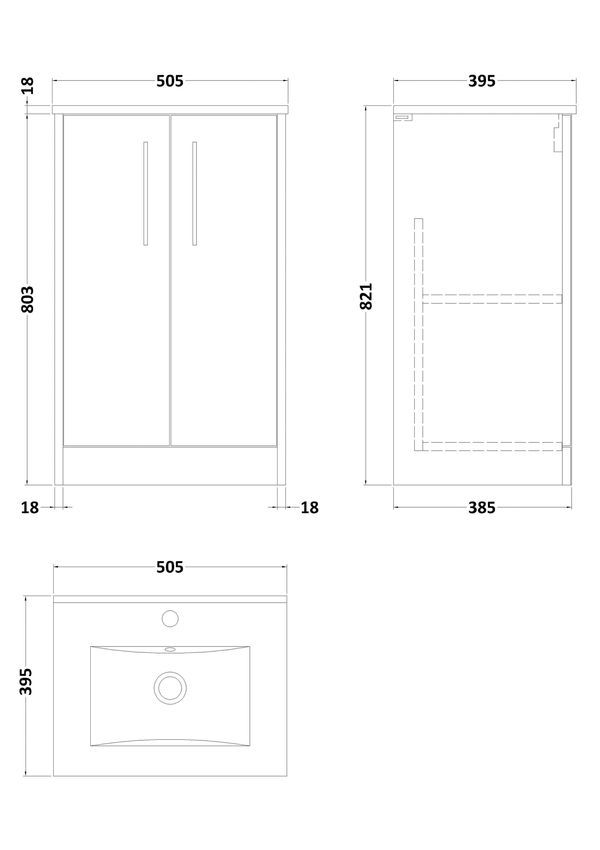 Hudson Reed Juno 500mm Floor Standing Graphite Grey Woodgrain Vanity & 1 Tap Hole Basin
