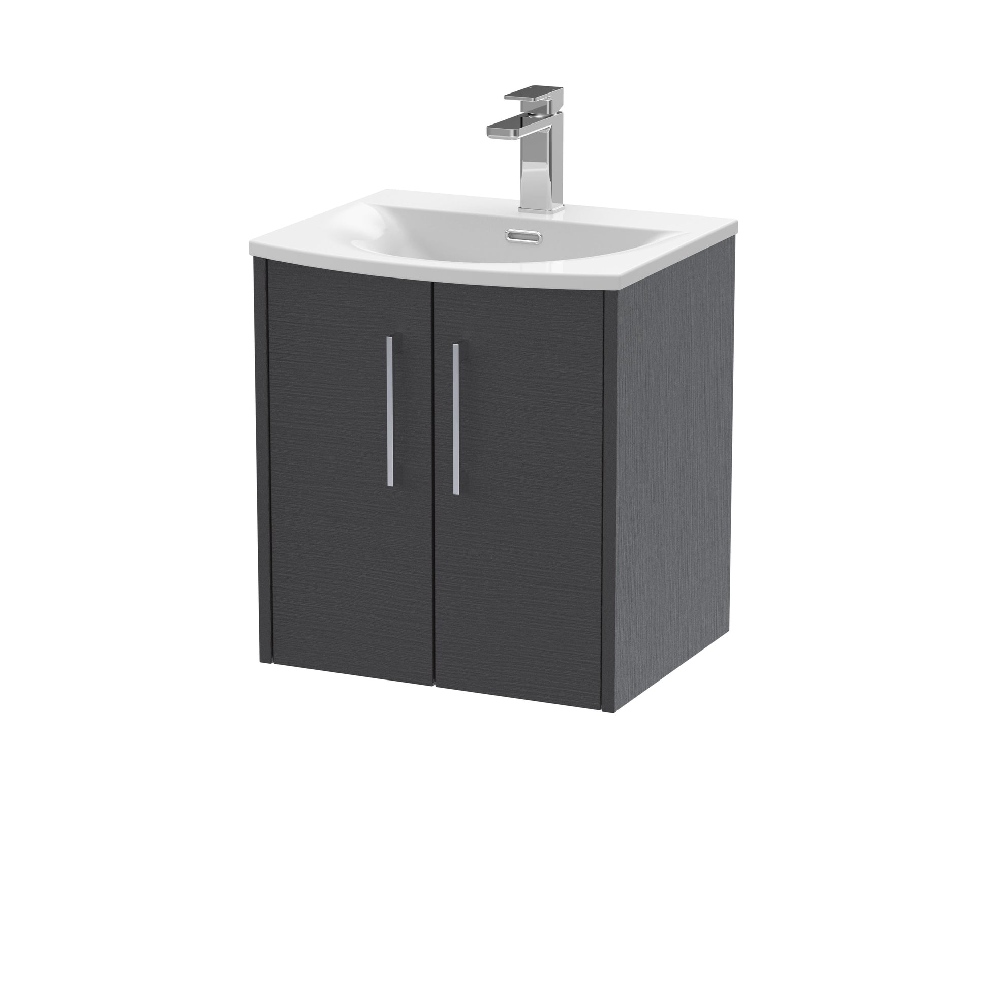 Hudson Reed Juno 500mm Graphite Grey Wall Hung 2-Door Vanity Unit with Curved Basin