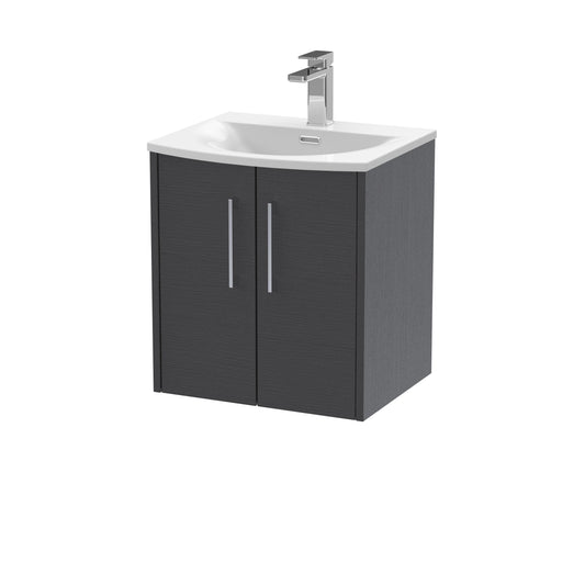 Hudson Reed Juno 500mm Graphite Grey Wall Hung 2-Door Vanity Unit with Curved Basin