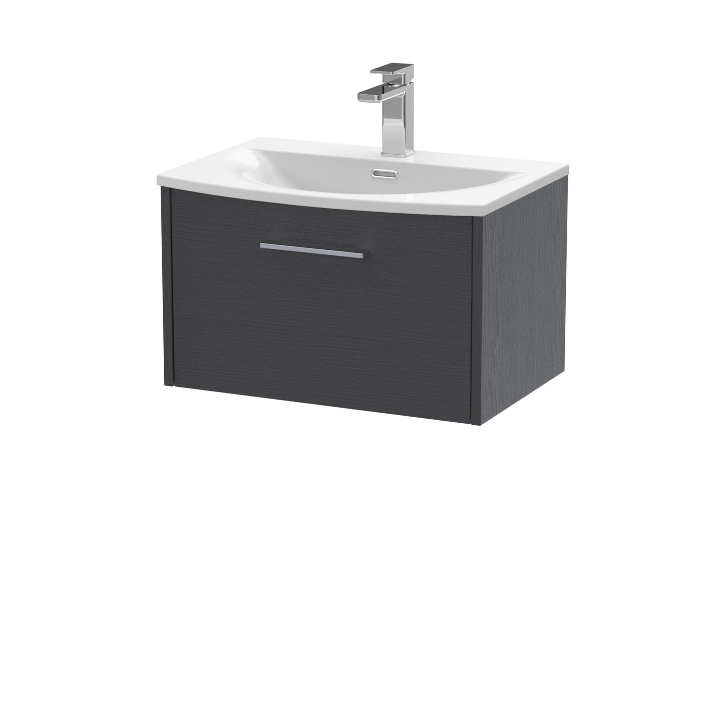 Hudson Reed Juno 600mm Graphite Grey Wall Hung Single Drawer Vanity Unit with Basin