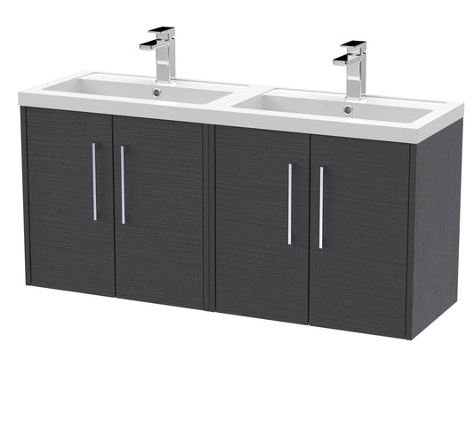 Hudson Reed Juno 1200mm Wall Hung 4-Door Vanity Unit with Double Basin