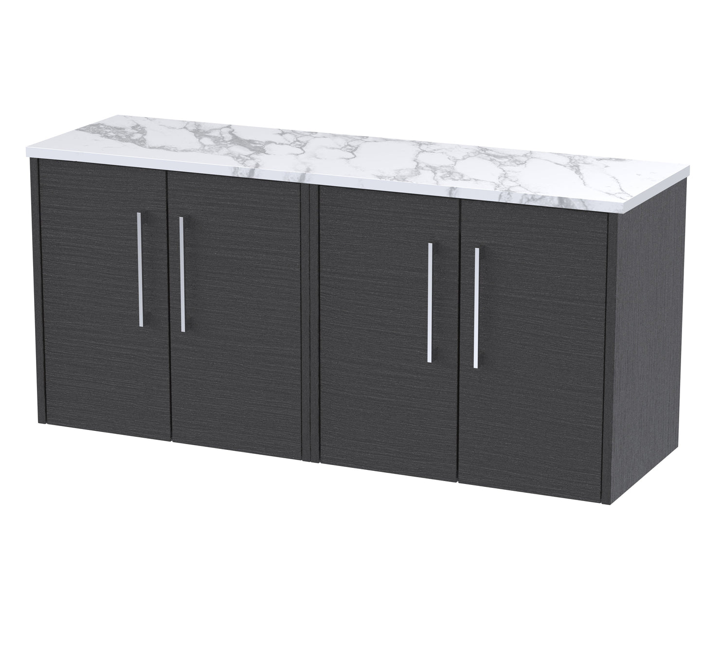 Hudson Reed Juno 1200mm Graphite Grey Woodgrain 2-Door Wall Hung Vanity Unit With Laminate Worktop & Handles