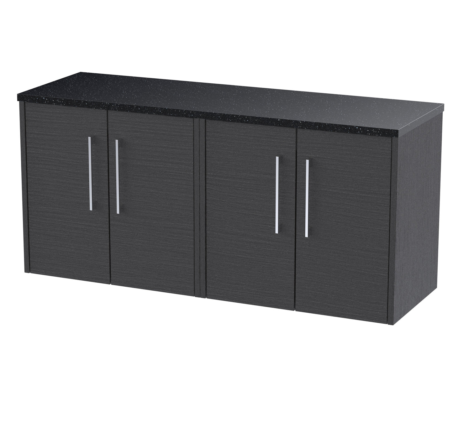 Hudson Reed Juno 1200mm Wall Hung Graphite Grey Woodgrain 2-Door Vanity Unit With Laminate Worktop