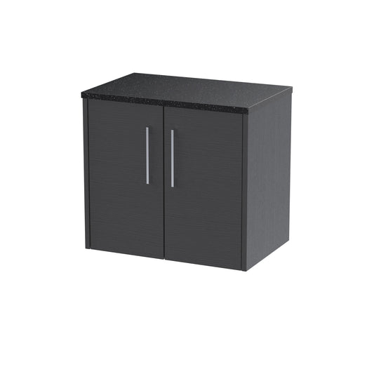Hudson Reed Juno 600mm Graphite Grey Wall Hung 2-Door Vanity Unit With Laminate Top