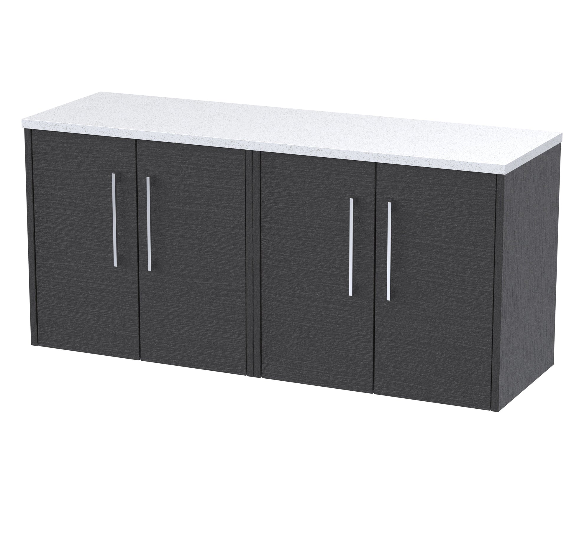Hudson Reed Juno 1205mm Wall Hung Graphite Grey Woodgrain 2-Door Vanity Unit With Laminate Worktop