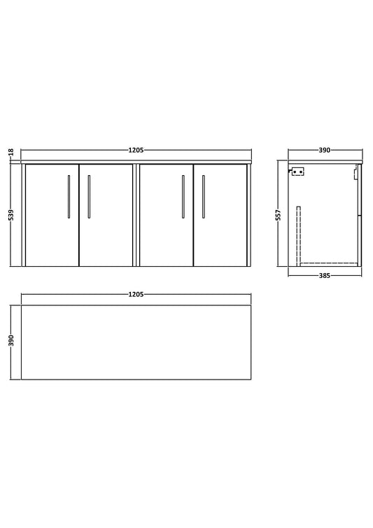 Hudson Reed Juno 1200mm Graphite Grey Wall Hung Vanity Unit With Worktop