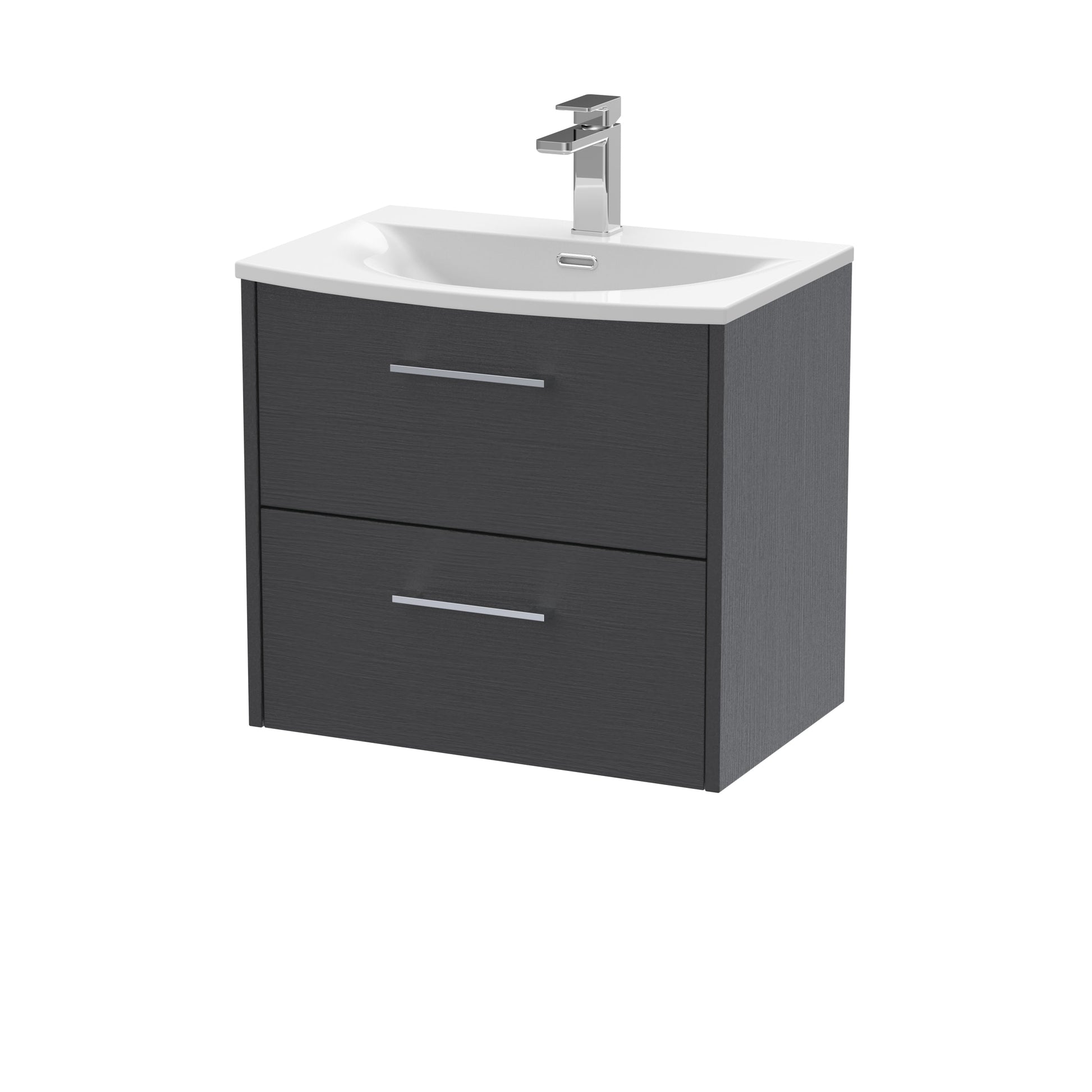 Hudson Reed Juno 600mm Graphite Grey Wall Hung 2-Drawer Vanity & Basin with Soft Close Drawers