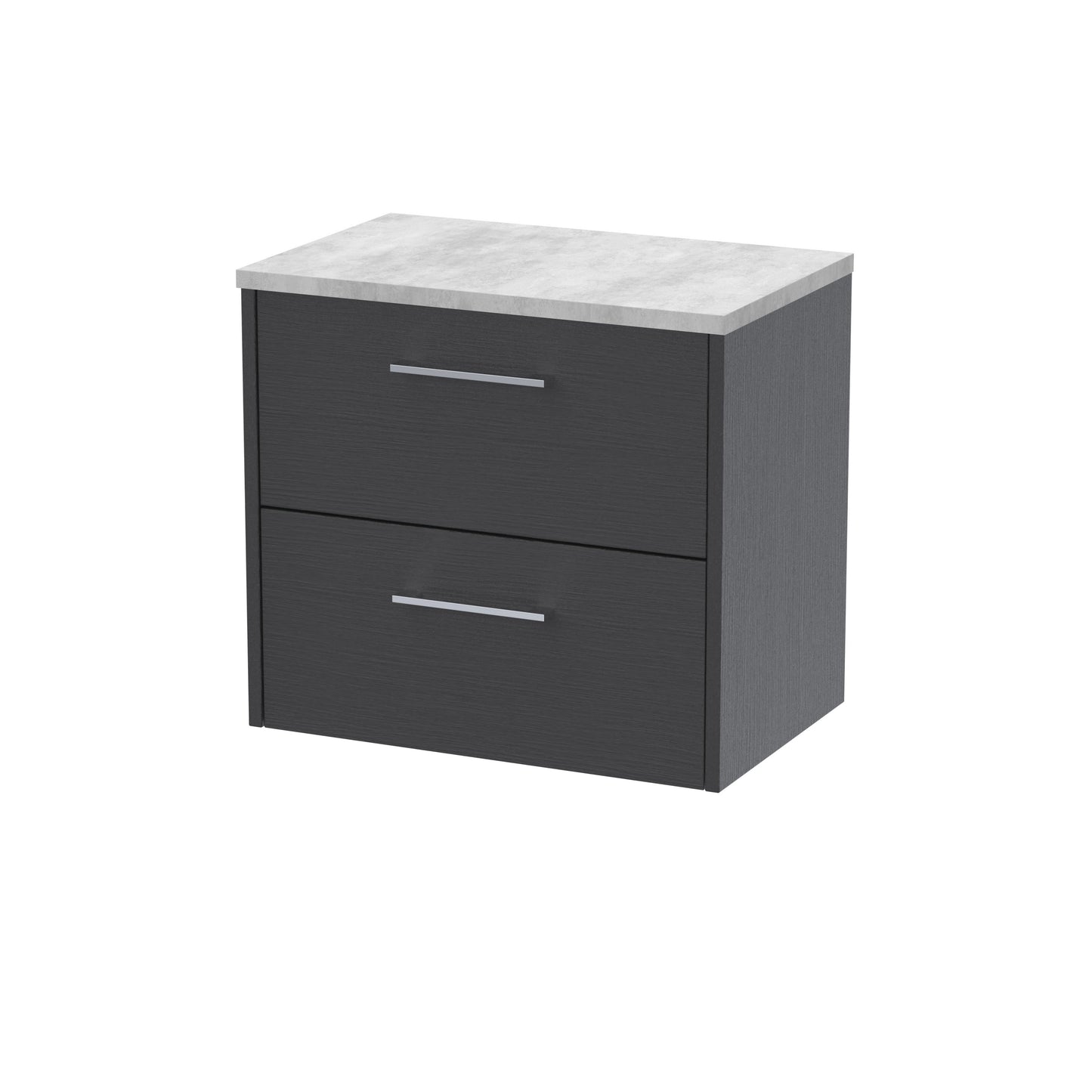 Hudson Reed Juno 600mm Graphite Grey Woodgrain Wall Hung 2-Drawer Vanity Unit With Laminate Top