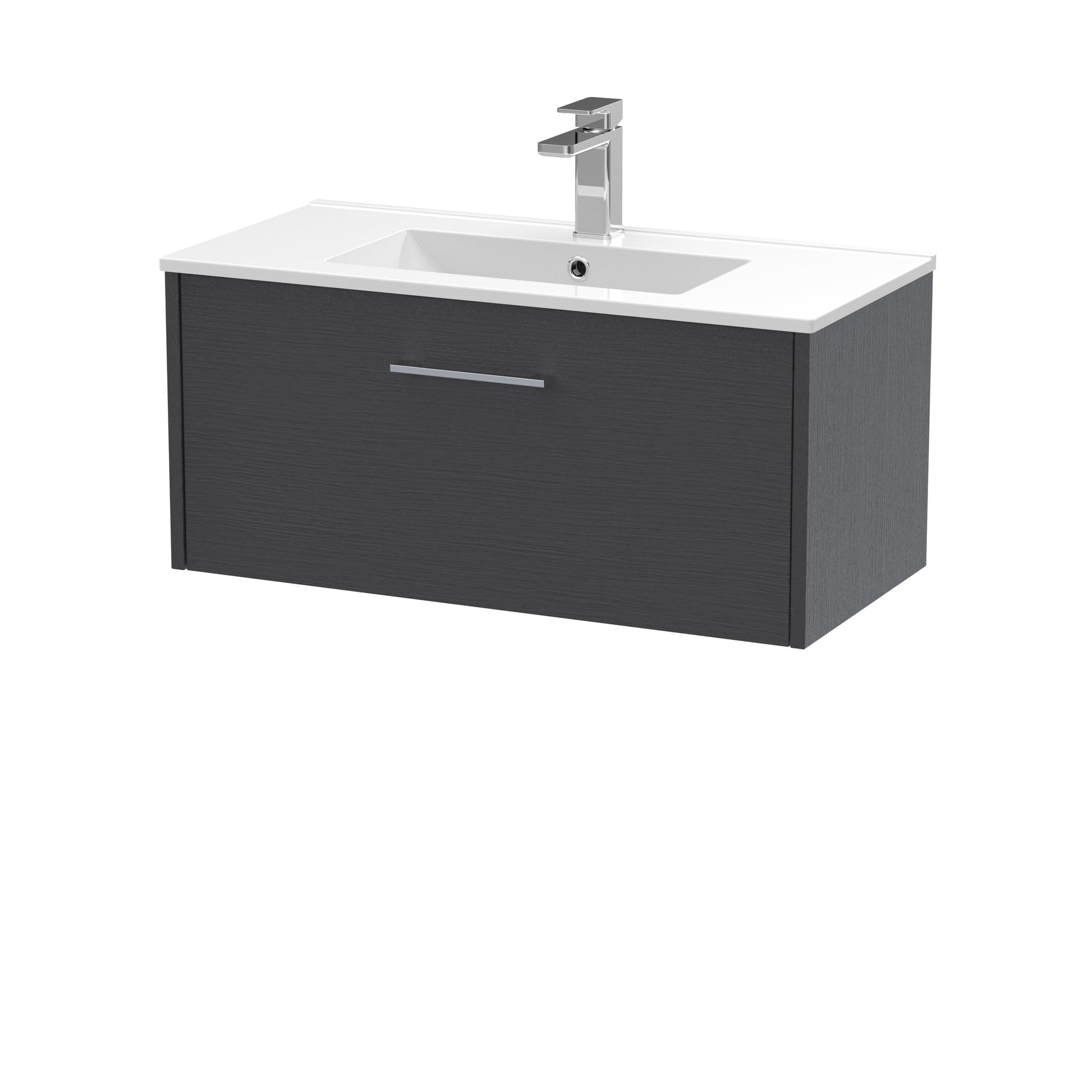 Hudson Reed Juno 800mm Wall Hung Graphite Grey Vanity Unit & 1 Tap Hole Basin