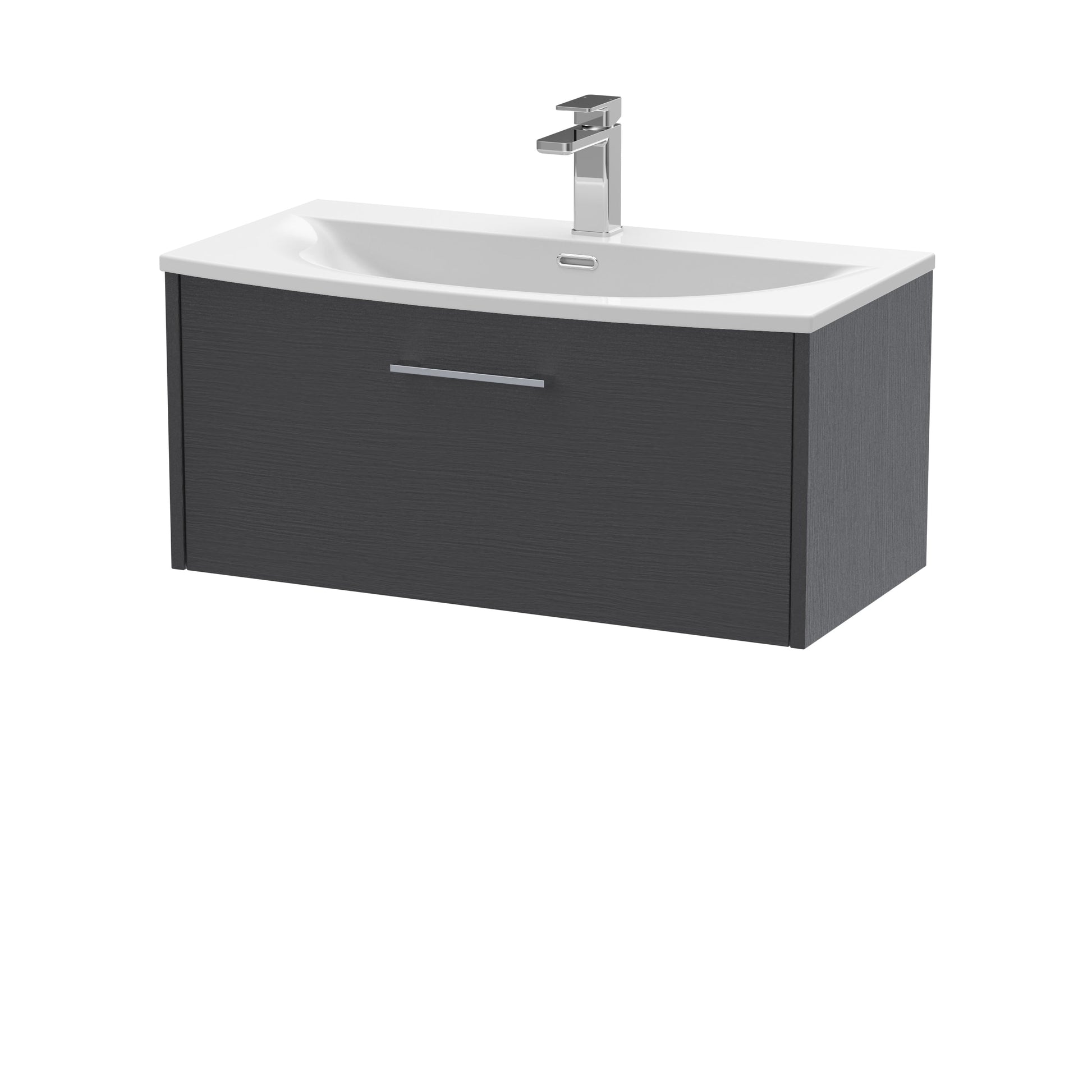 Hudson Reed Juno 800mm Graphite Grey Wall Hung Single Drawer Vanity Unit With Basin