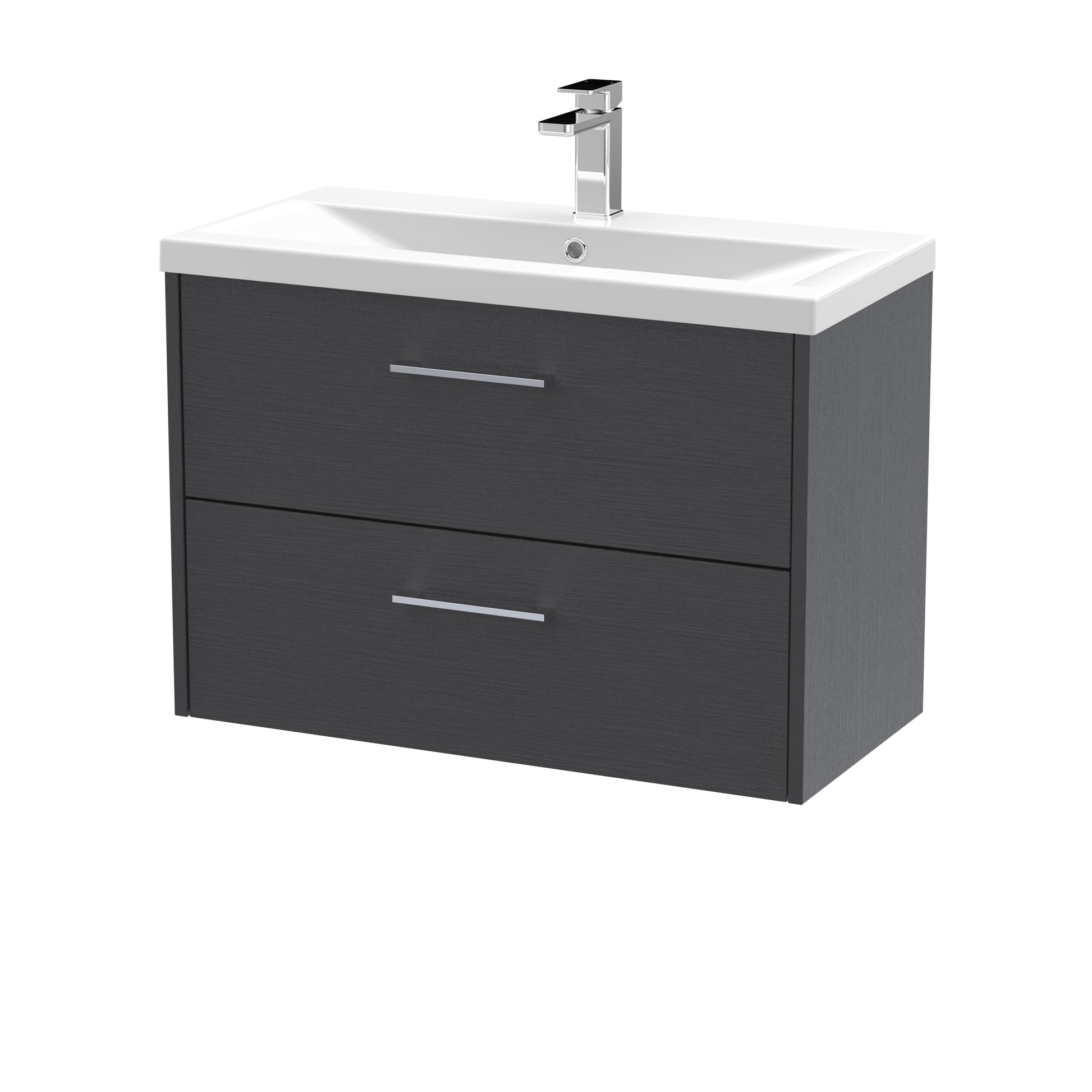 Hudson Reed Juno 800mm Graphite Grey Wall Hung 2-Drawer Vanity Unit With 1 Tap Hole Basin