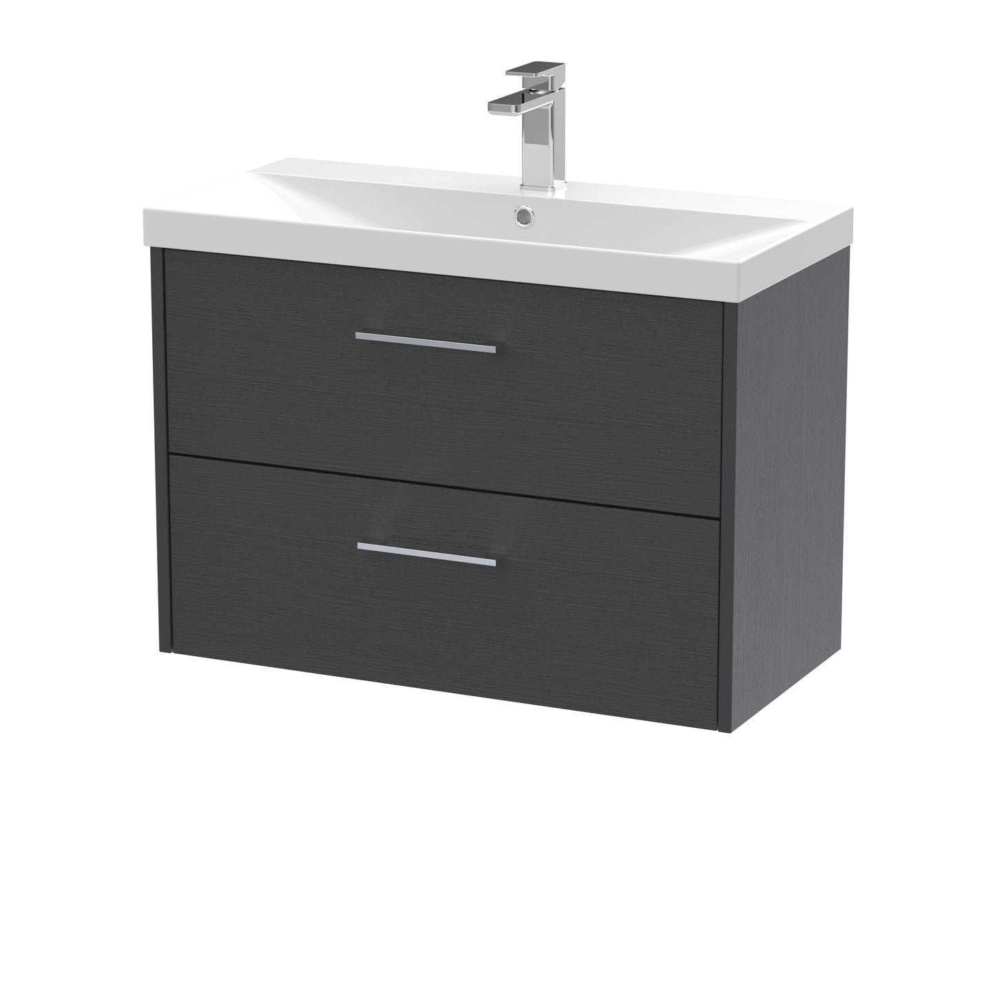 Hudson Reed Juno 800mm Graphite Grey Wall Hung 2-Drawer Vanity Unit & Thin-Edge 1 Tap Hole Basin