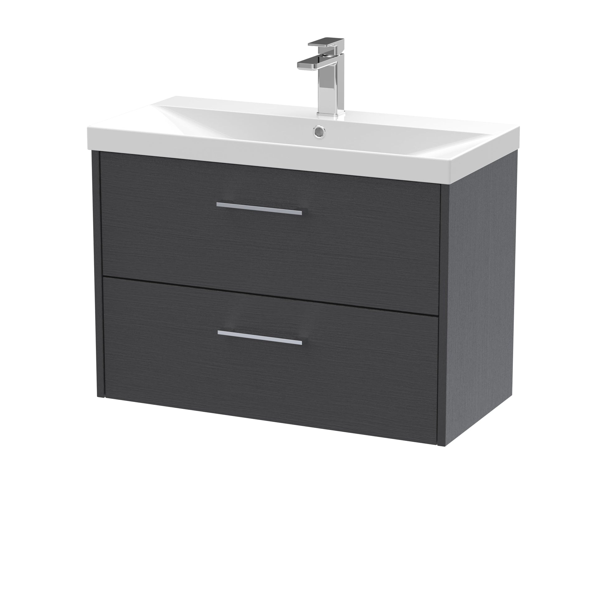 Hudson Reed Juno 800mm Graphite Grey Wall Hung 2-Drawer Vanity Unit & Thin-Edge 1 Tap Hole Basin