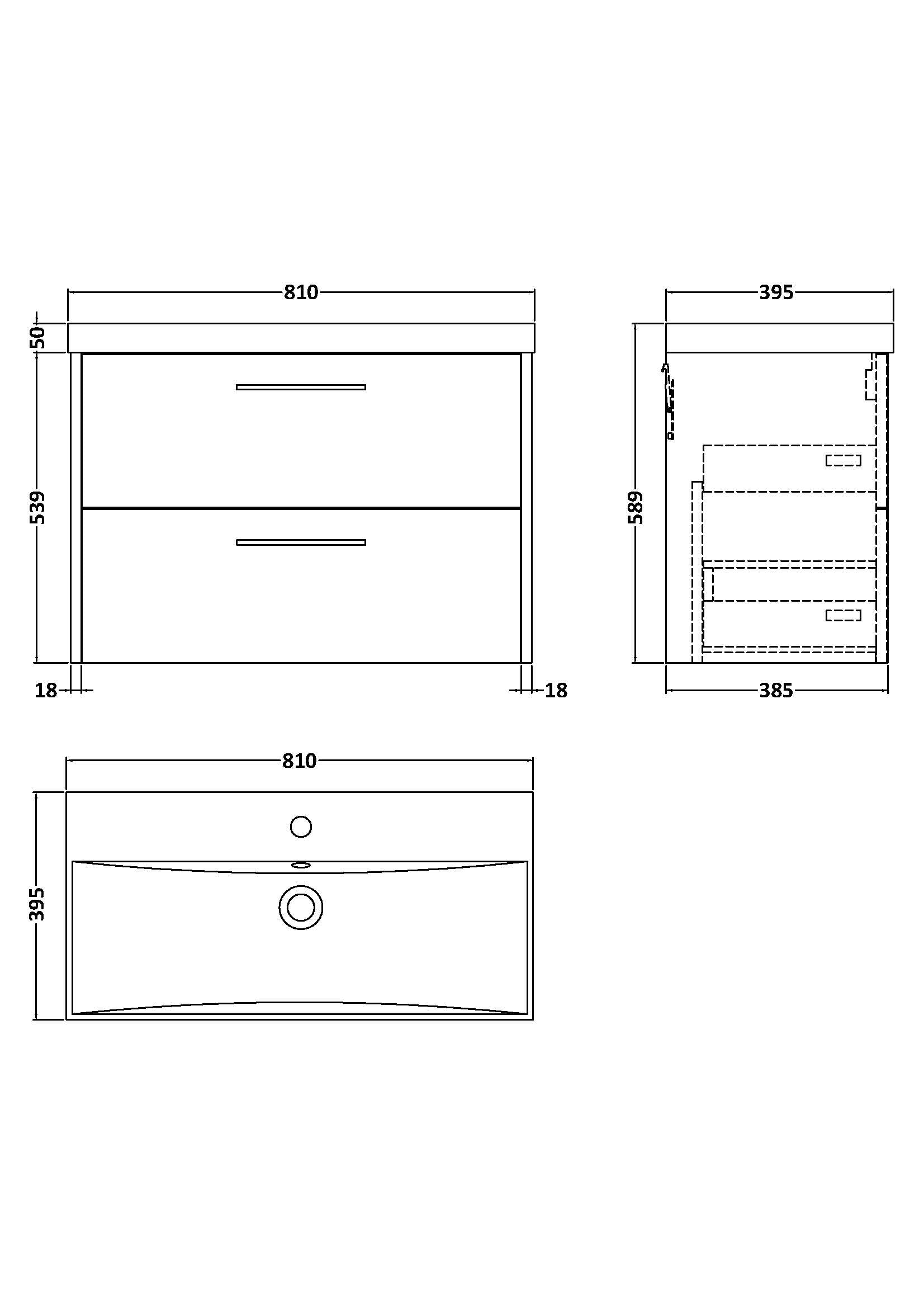 Hudson Reed Juno 800mm Graphite Grey Wall Hung 2-Drawer Vanity Unit & Thin-Edge 1 Tap Hole Basin