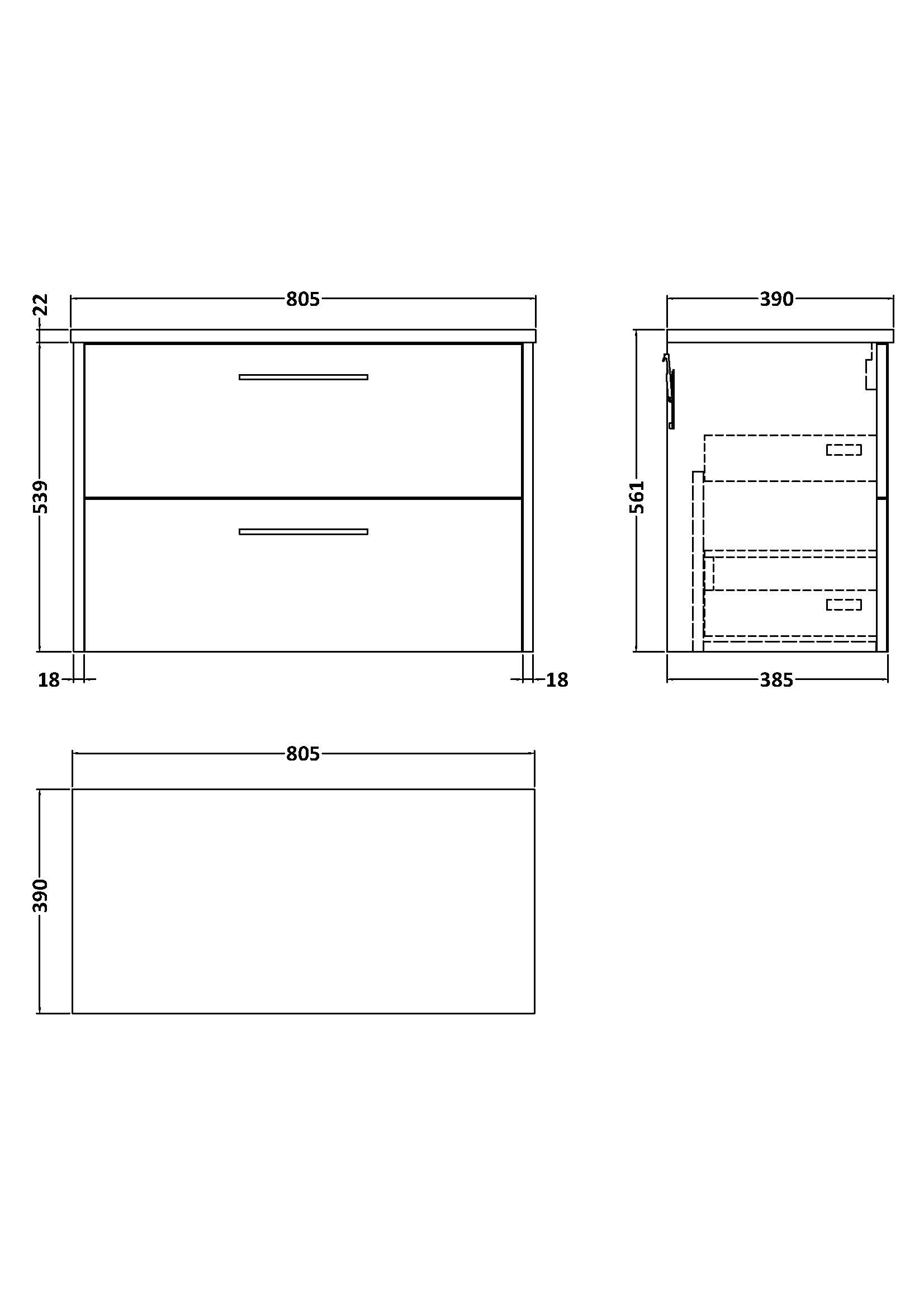 Hudson Reed Juno 800mm Graphite Grey Wall Hung 2-Drawer Vanity Unit With Laminate Top