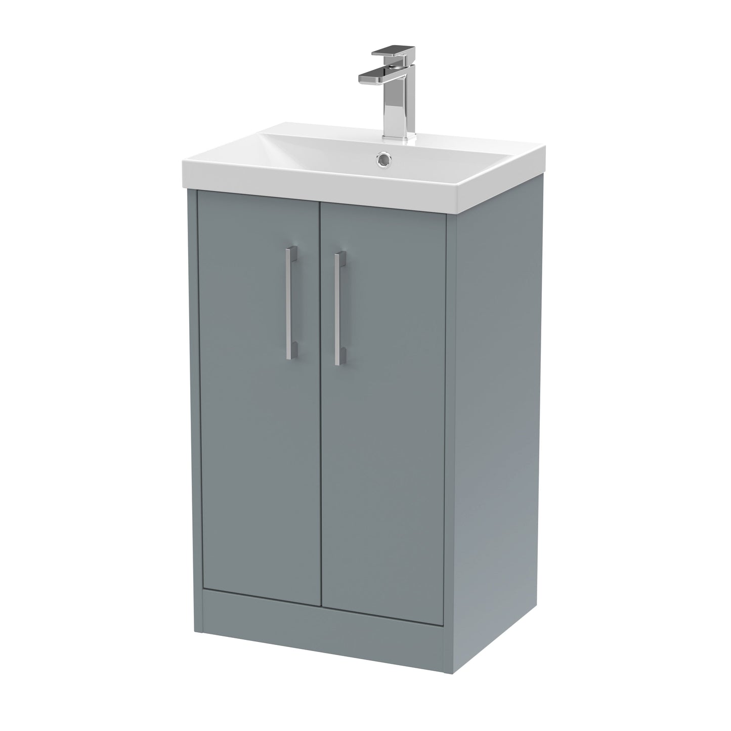 Hudson Reed Juno 500mm Coastal Grey Floor Standing 2-Door Vanity Unit With 1 Tap Hole Basin