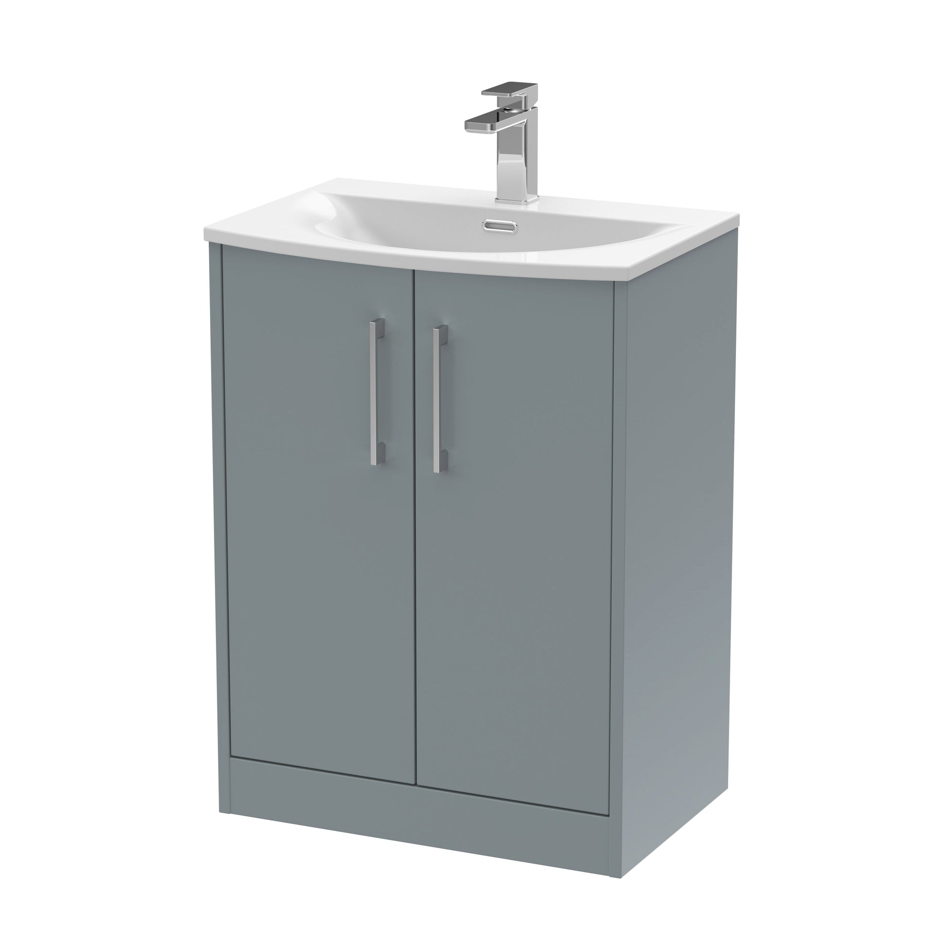Hudson Reed Juno 600mm Coastal Grey Floor Standing 2-Door Vanity Unit with Basin