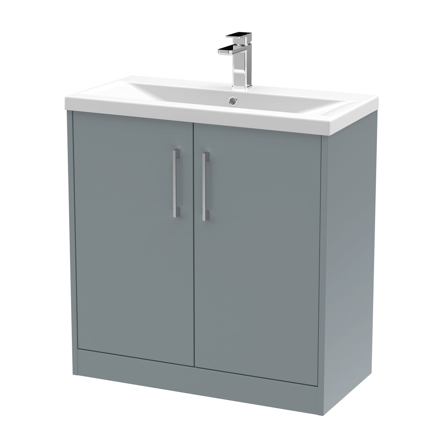Hudson Reed Juno 800mm Coastal Grey Floor Standing 2-Door Vanity Unit & 1 Tap Hole Basin