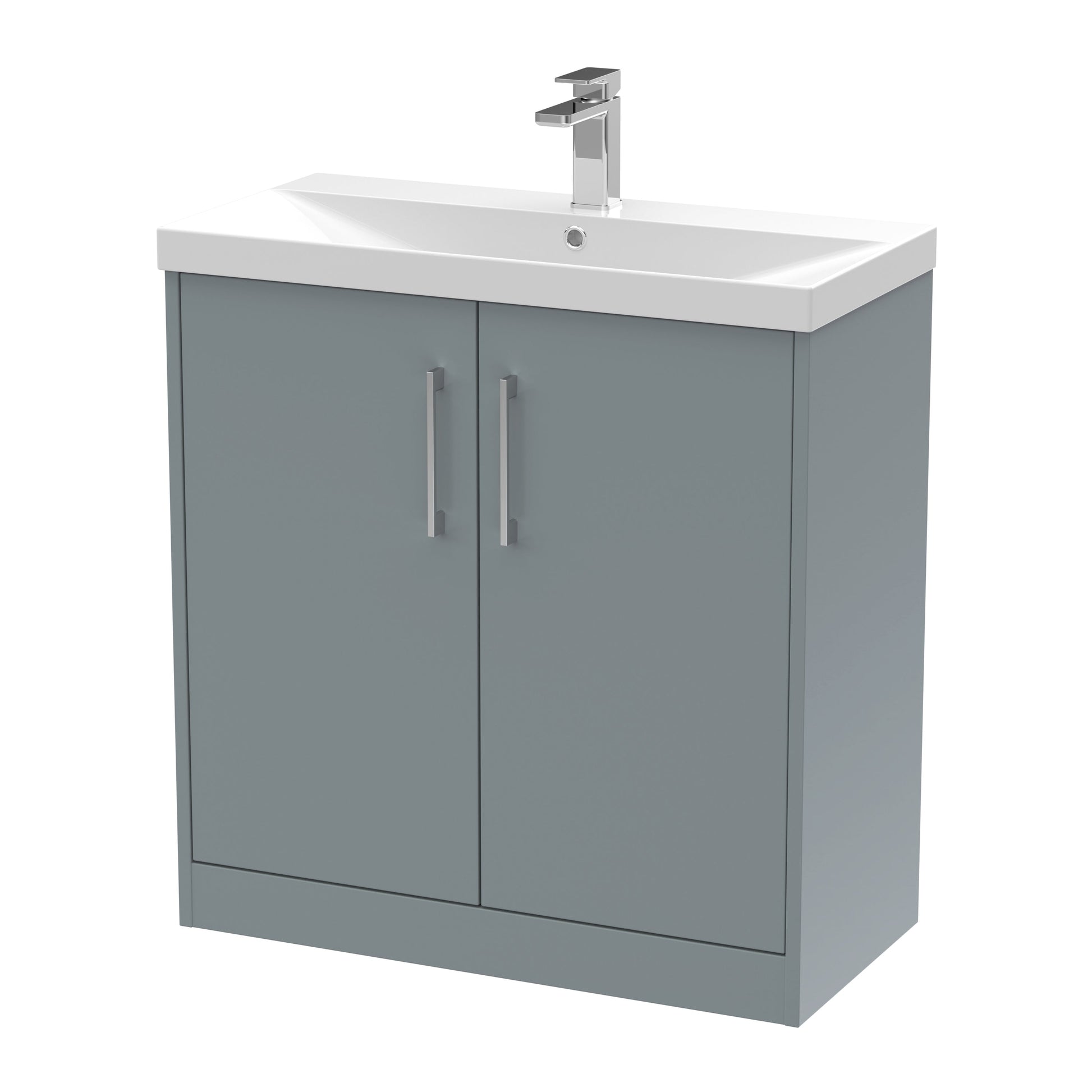 Hudson Reed Juno 800mm Coastal Grey Floor Standing 2-Door Vanity Unit with 1 Tap Hole Basin
