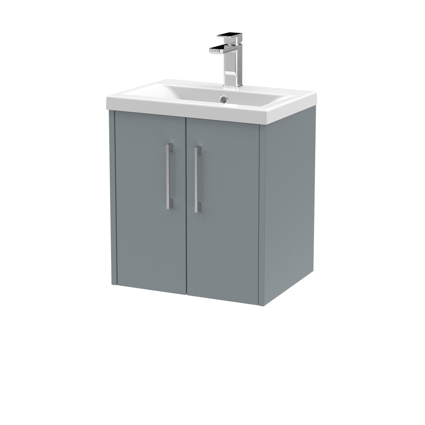 Hudson Reed Juno 500mm Coastal Grey Wall Hung 2-Door Vanity Unit With 1 Tap Hole Basin
