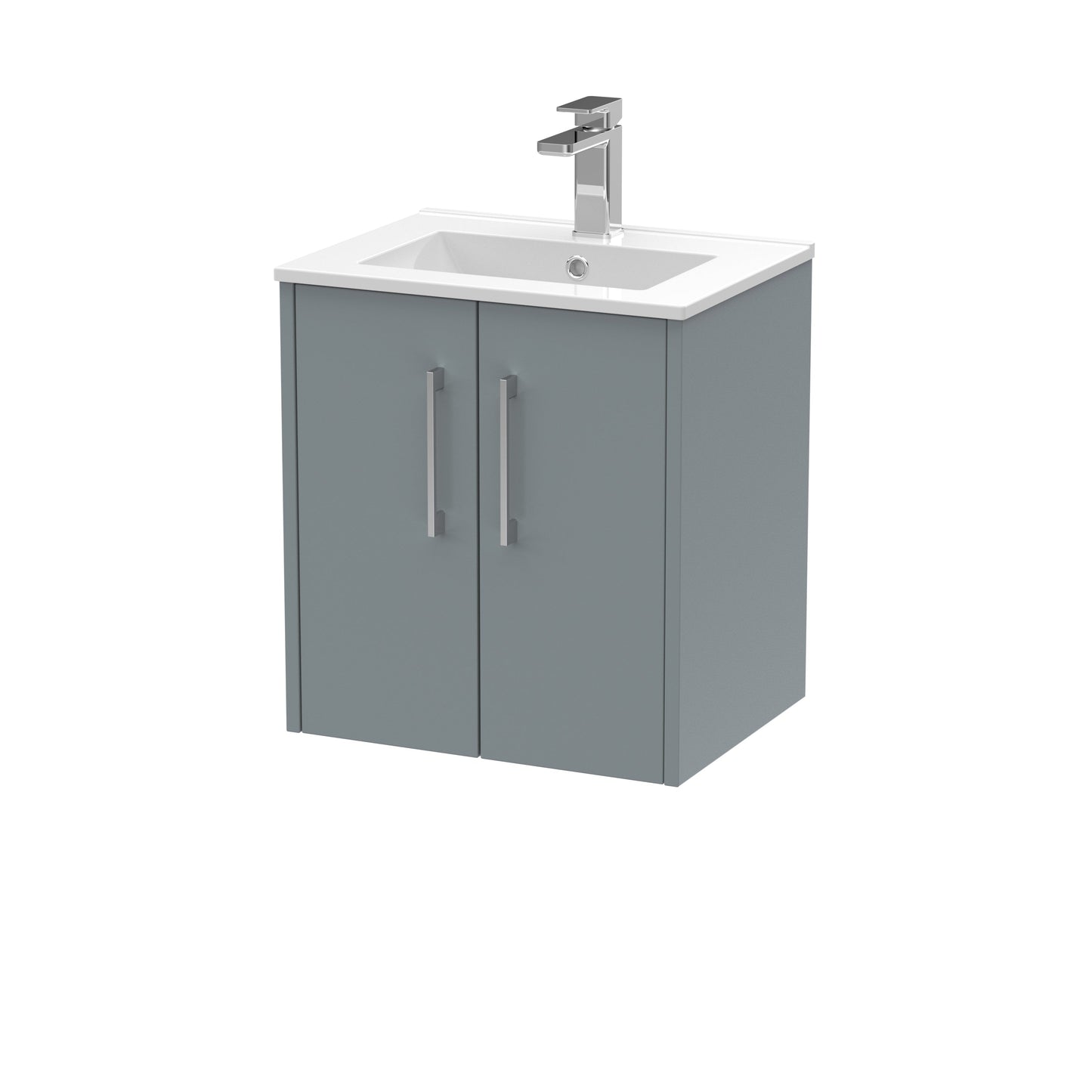 Hudson Reed Juno 500mm Coastal Grey Wall Hung 2-Door Vanity Unit with 1 Tap Hole Basin