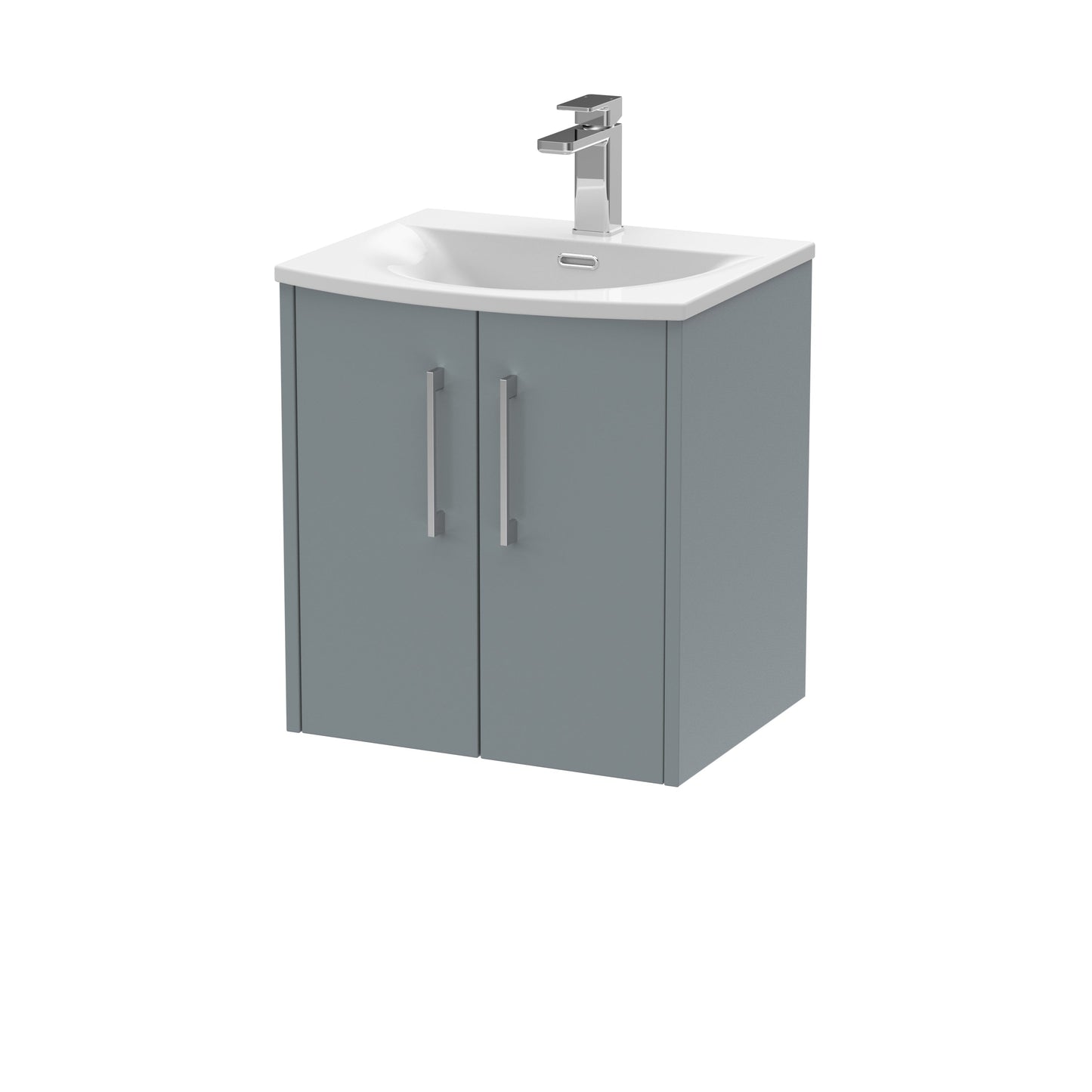 Hudson Reed Juno 500mm Coastal Grey Wall Hung 2-Door Vanity Unit with 1 Tap Hole Basin