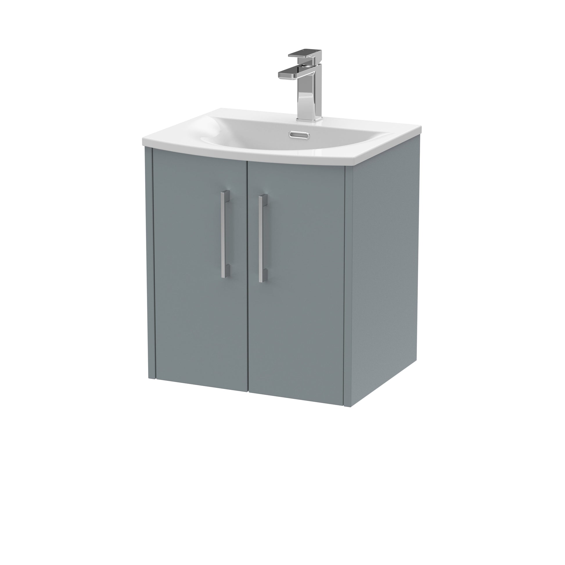 Hudson Reed Juno 500mm Coastal Grey Wall Hung 2-Door Vanity Unit with 1 Tap Hole Basin