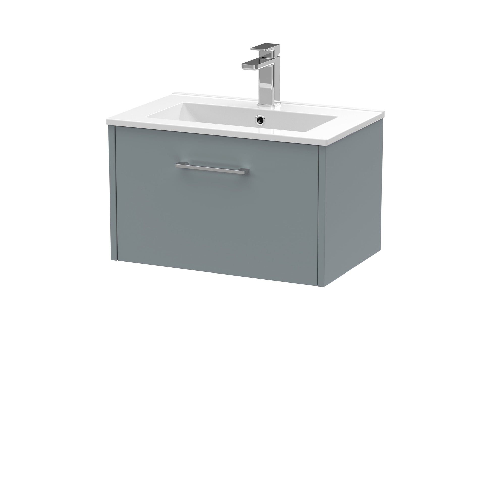 Hudson Reed Juno 600mm Coastal Grey Wall Hung Single Drawer Vanity Unit With Basin