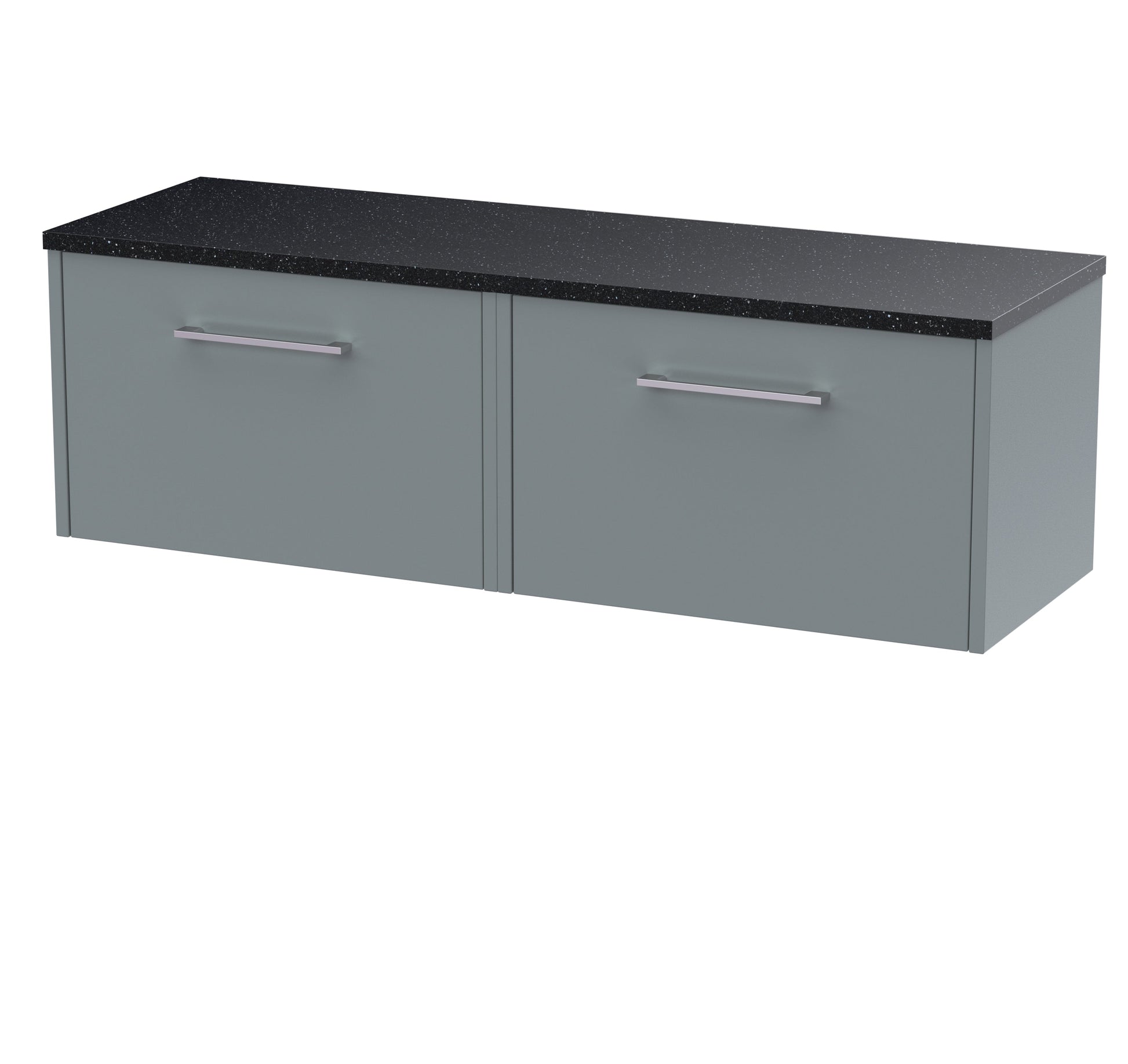 Hudson Reed Juno 1200mm Coastal Grey Wall Hung 2-Drawer Vanity Unit With Laminate Worktop & Handles
