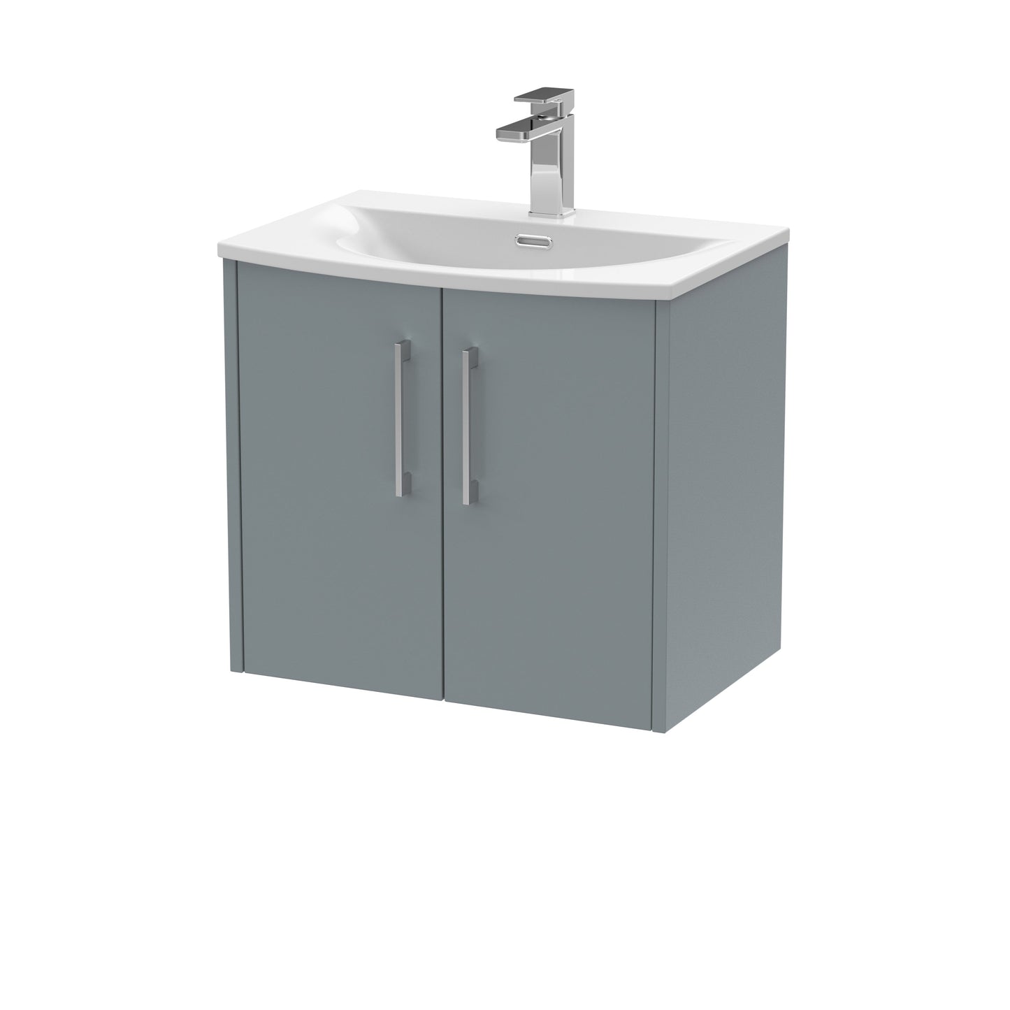 Hudson Reed Juno 600mm Coastal Grey Wall Hung 2-Door Vanity Unit with 1 Tap Hole Basin