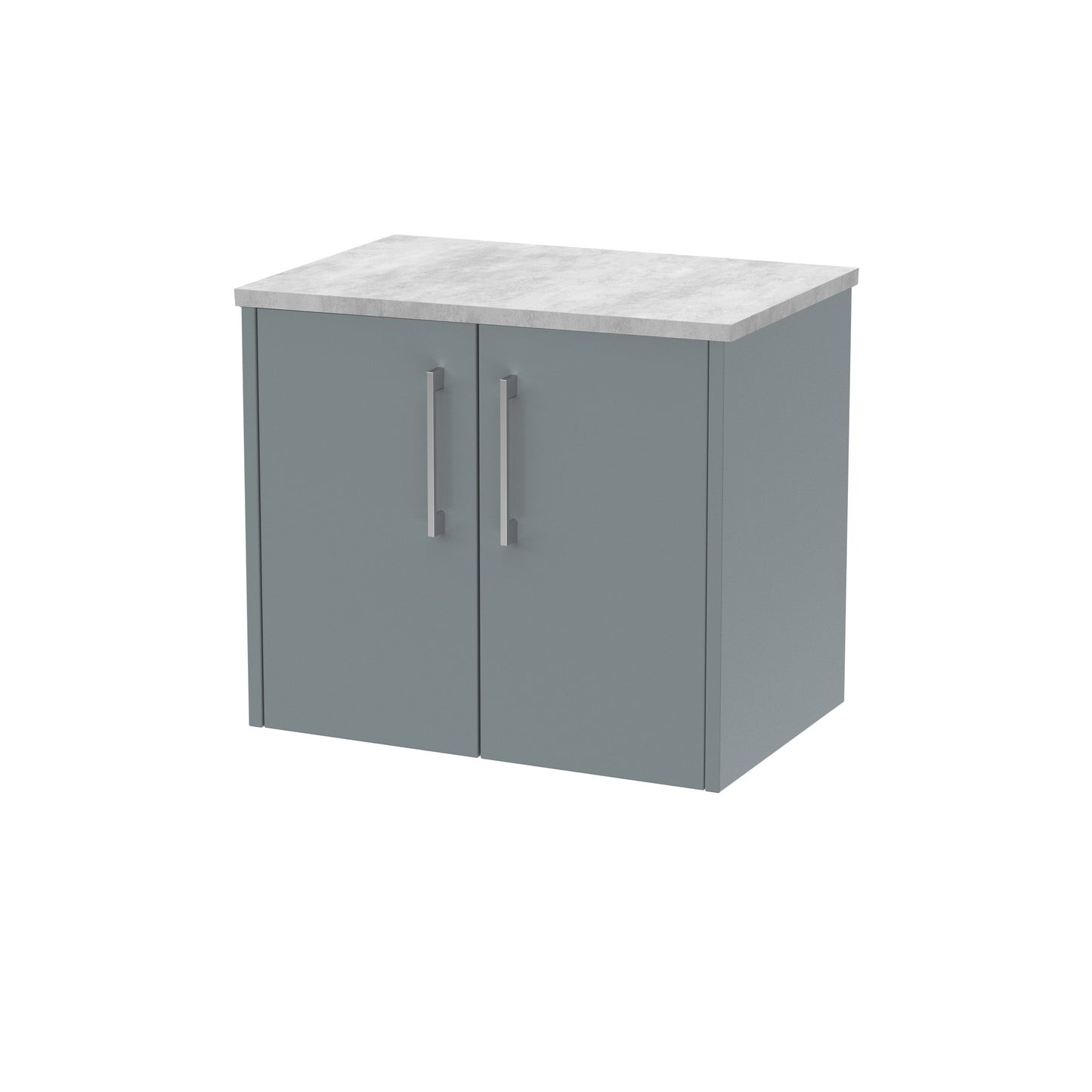 Hudson Reed Juno 600mm Coastal Grey Wall Hung 2-Door Vanity Unit With Laminate Top